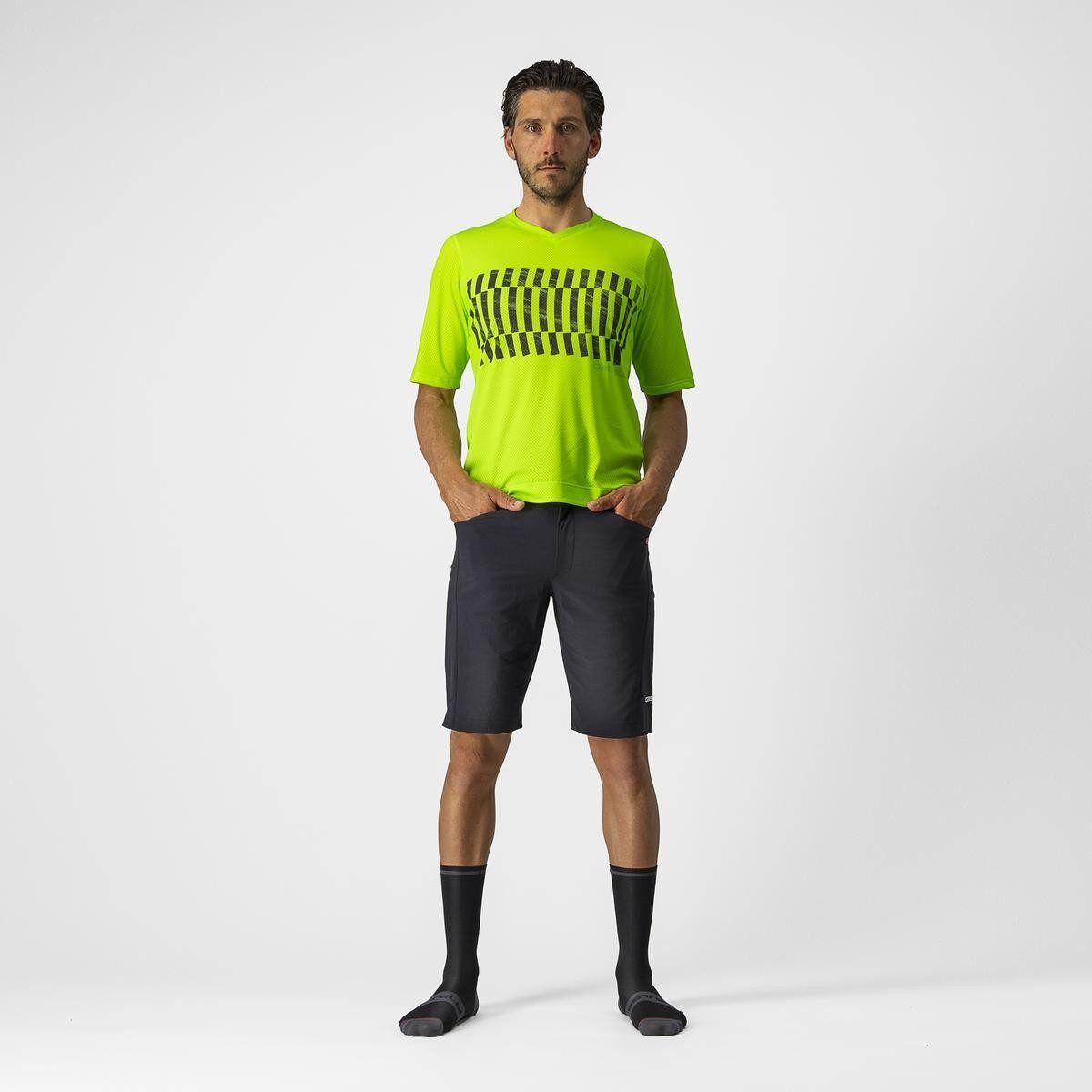 jersey cu maneca scurta castelli trail tech tee galben fluo negru m 5