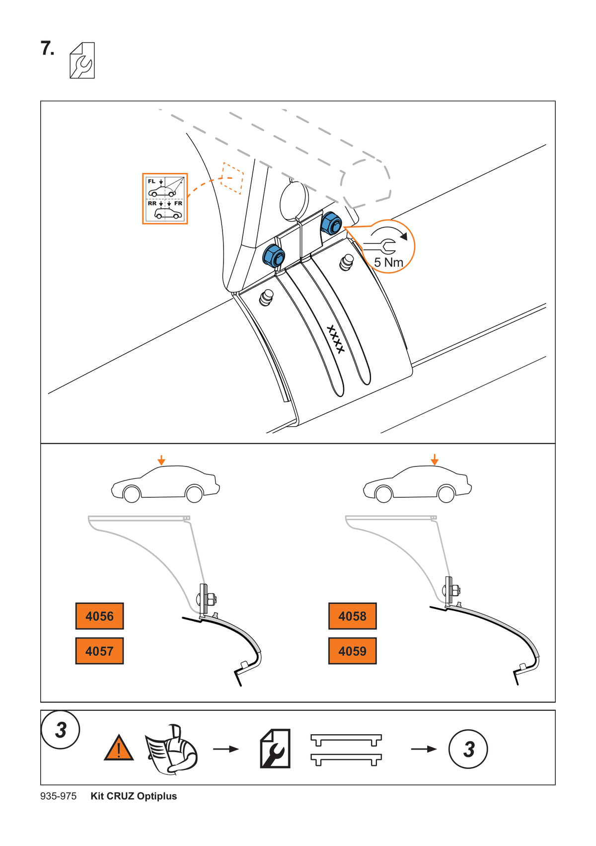 Kit CRUZ 935-975 – instrucțiuni de montaj: strângerea la 5 Nm
