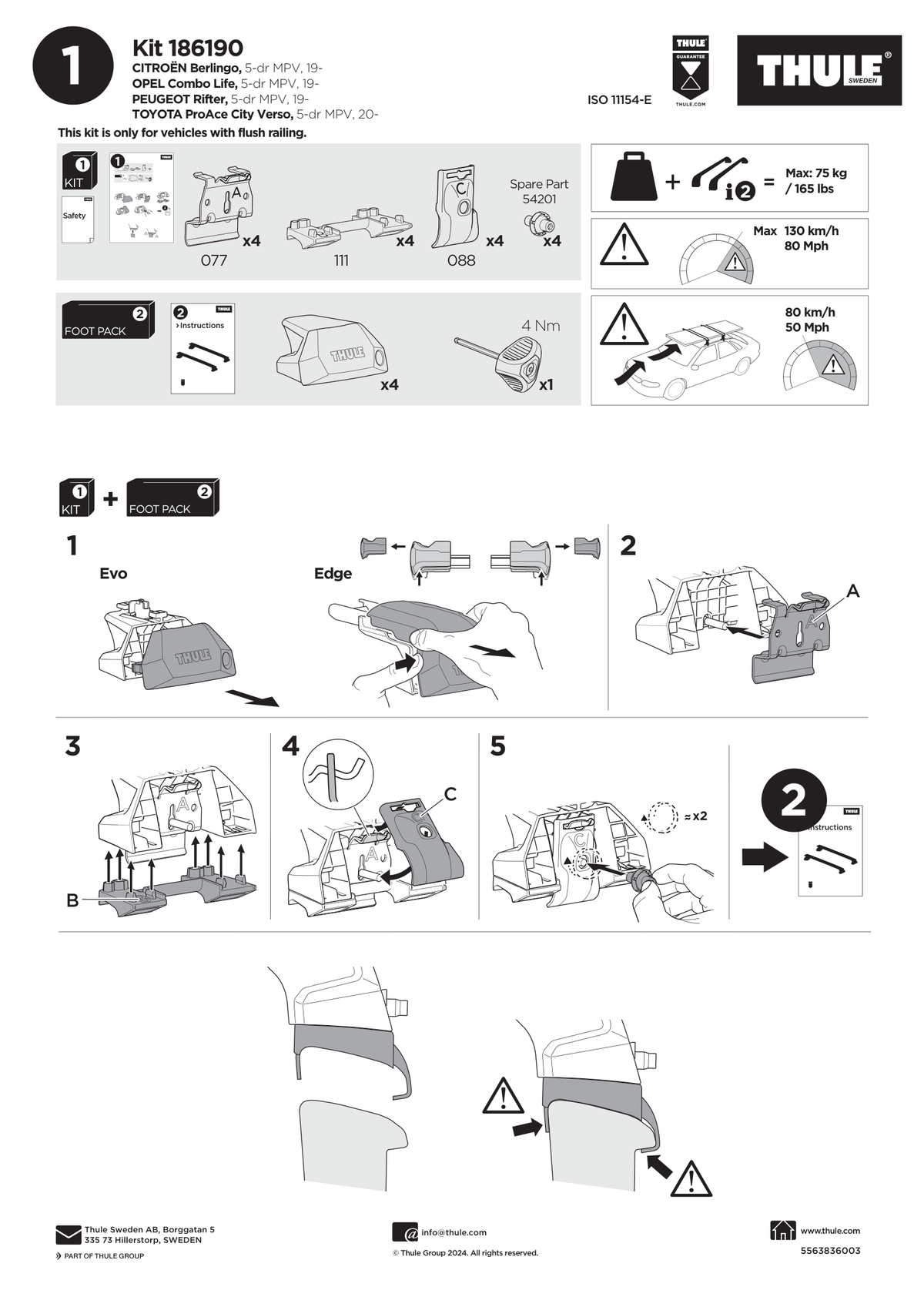 Kit Thule 186190 - instructiuni de montaj (pagina 1)