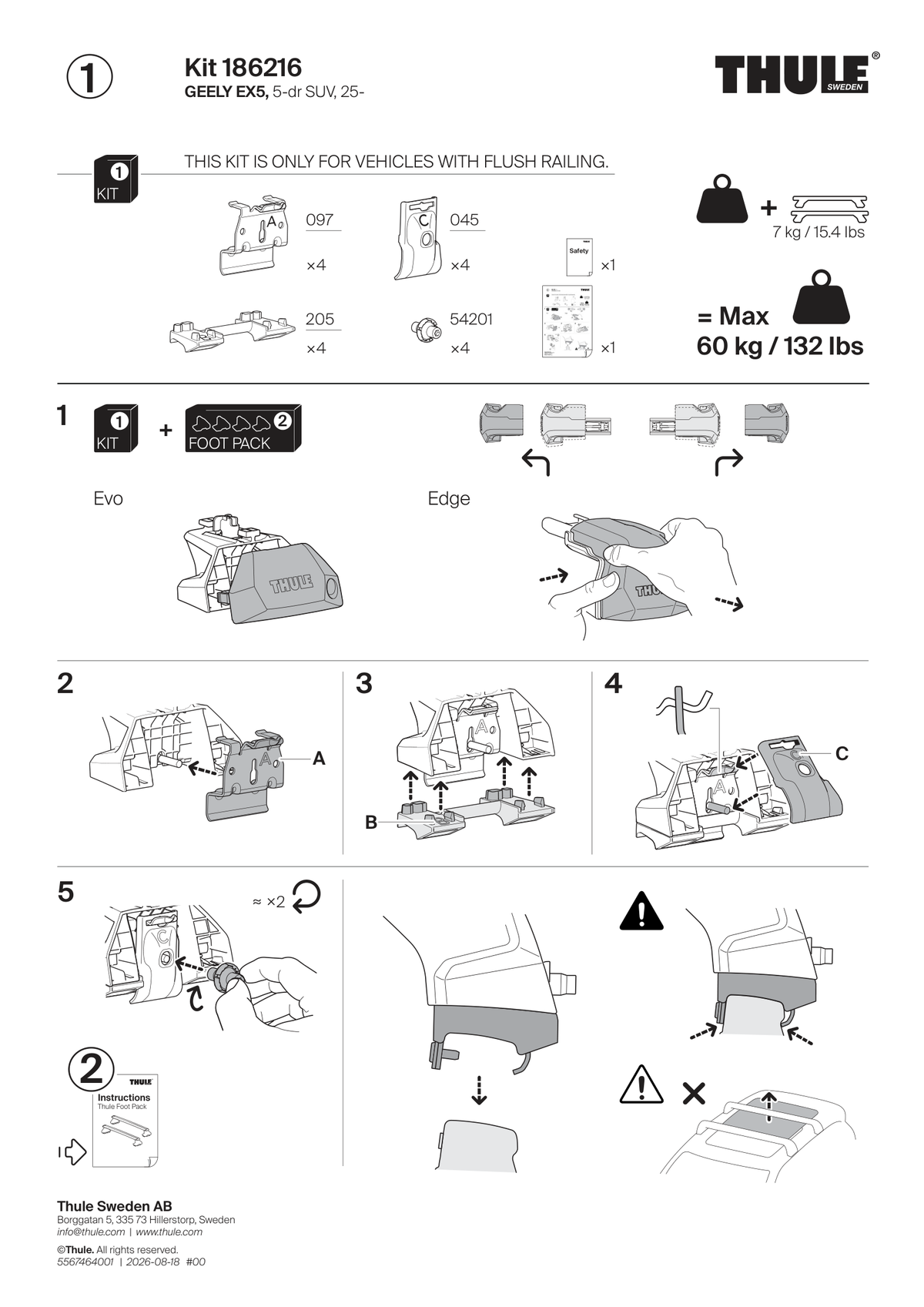 Kit Thule 186216 - instructiuni de montaj (pagina 1)