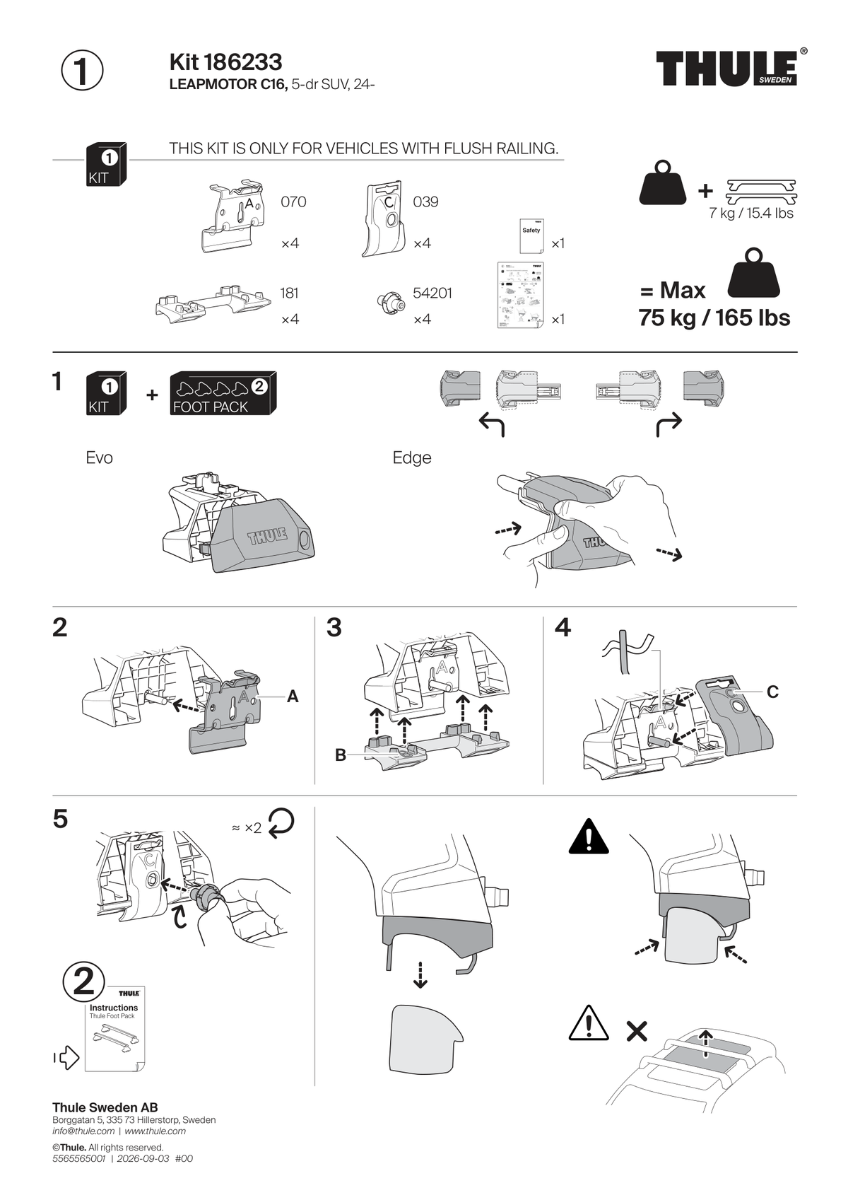 Kit Thule 186233 - instructiuni de montaj (pagina 1)