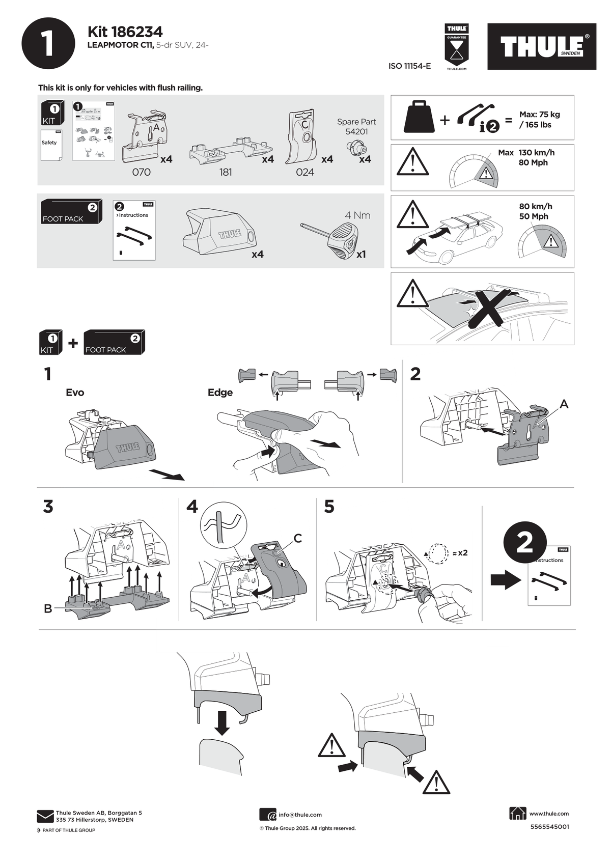 Kit Thule 186234 - instructiuni de montaj (pagina 1)