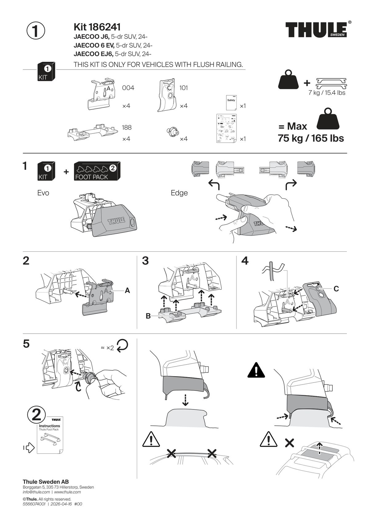Kit Thule 186241 - instructiuni de montaj (pagina 1)