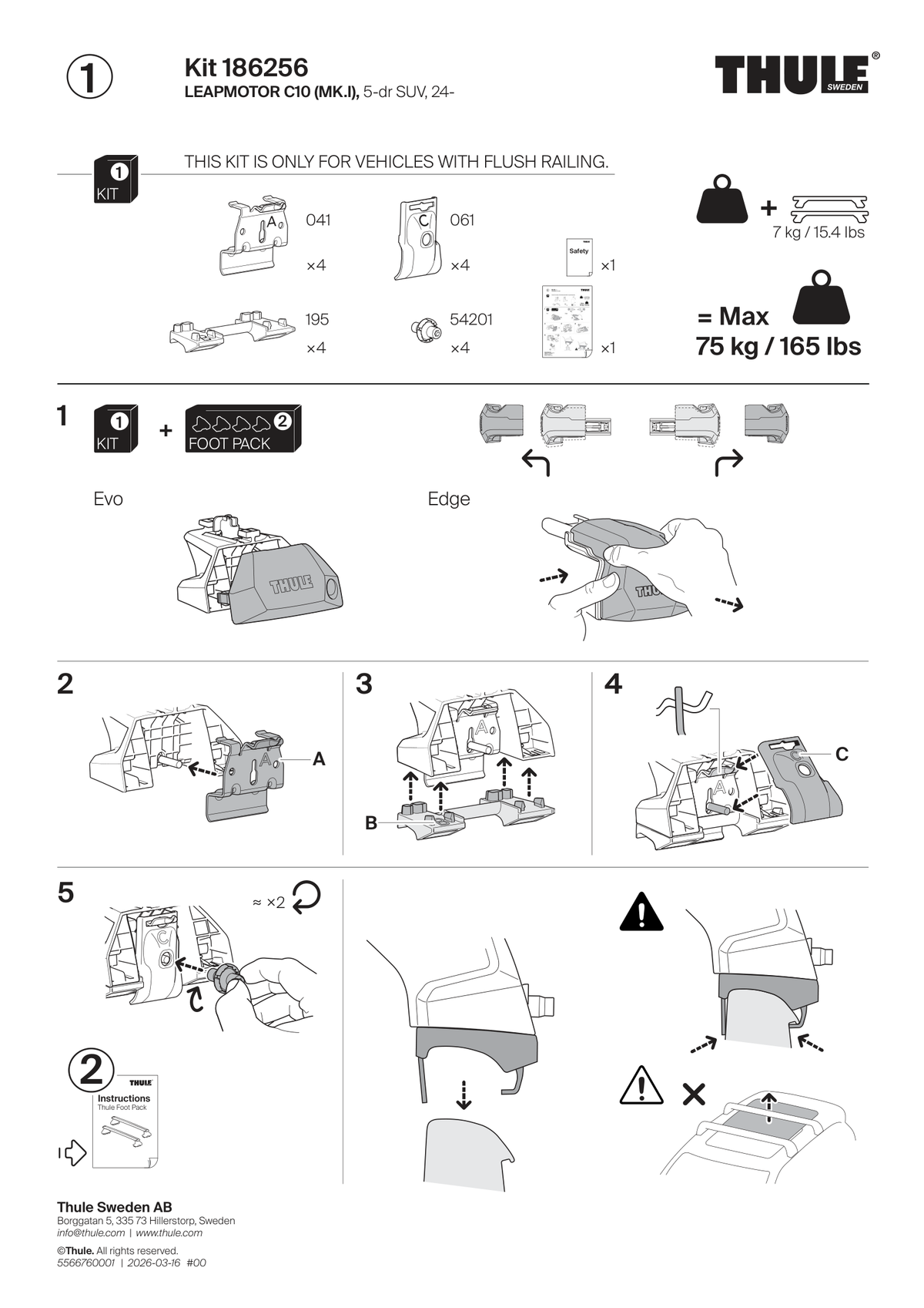 Kit Thule 186256 - instructiuni de montaj (pagina 1)