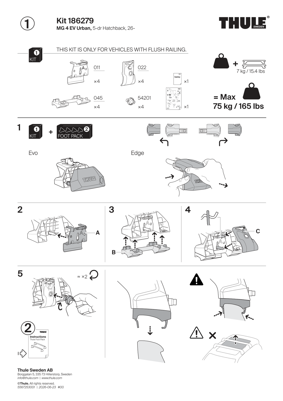 Kit Thule 186279 - instructiuni de montaj (pagina 1)