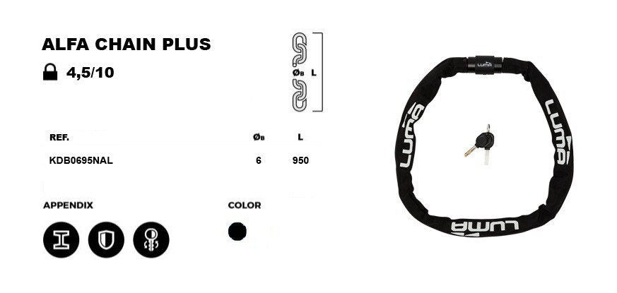 lacat luma alfa chain plus 95 cm negru 2