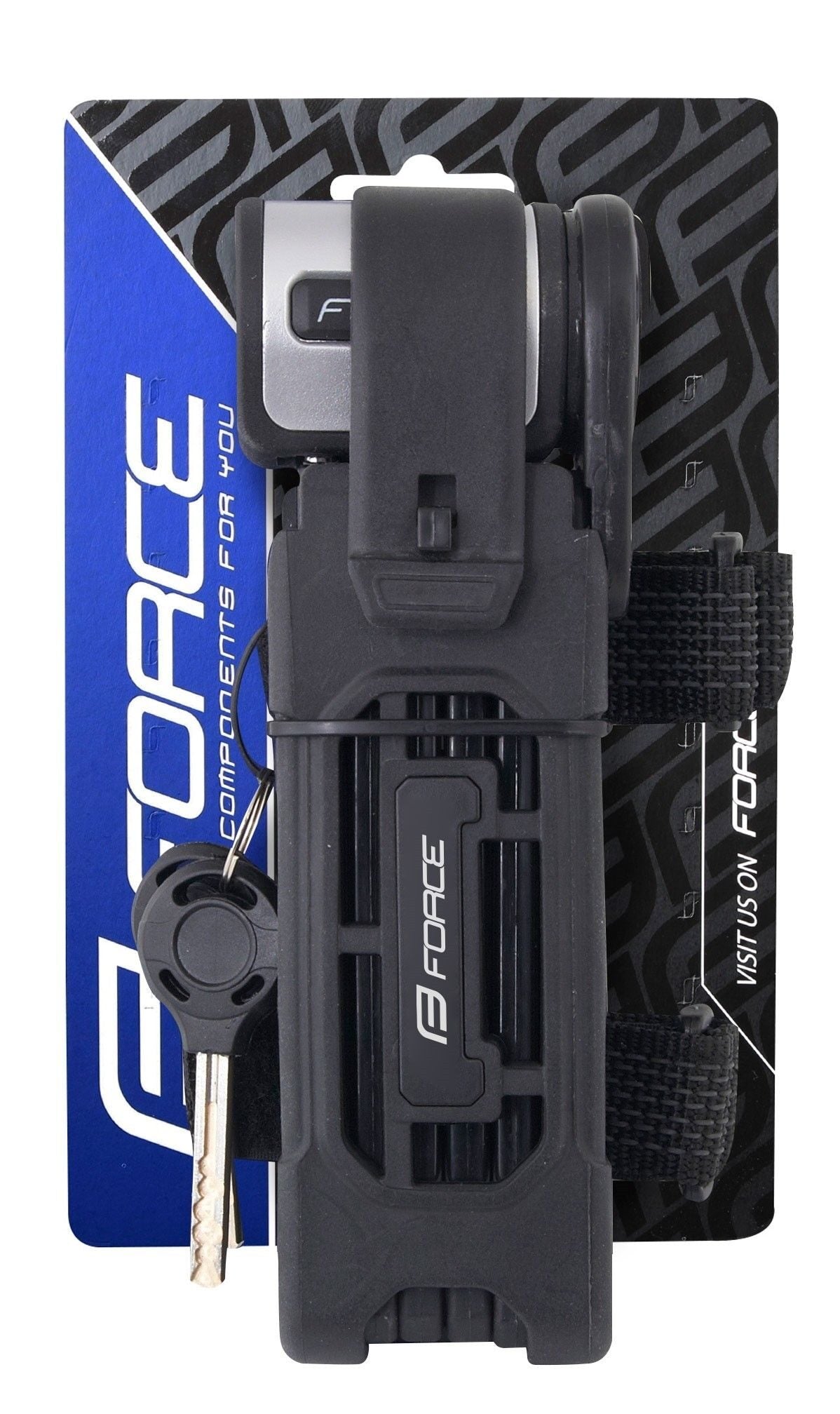 lacat pliabil force fold 80 cm 6 elemente negru cu suport 1