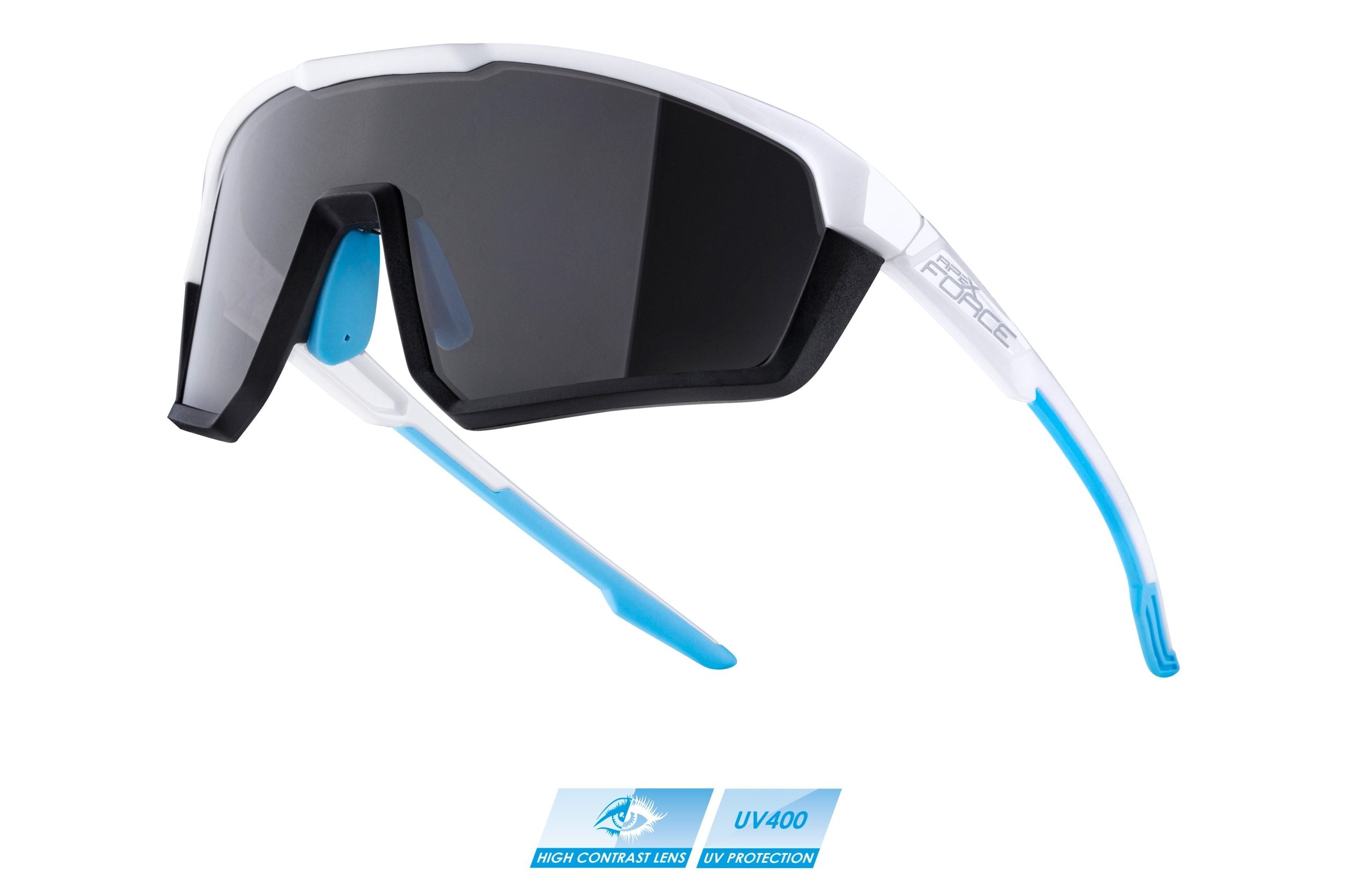 Ochelari Force Apex, lentila negru contrast, alb/gri