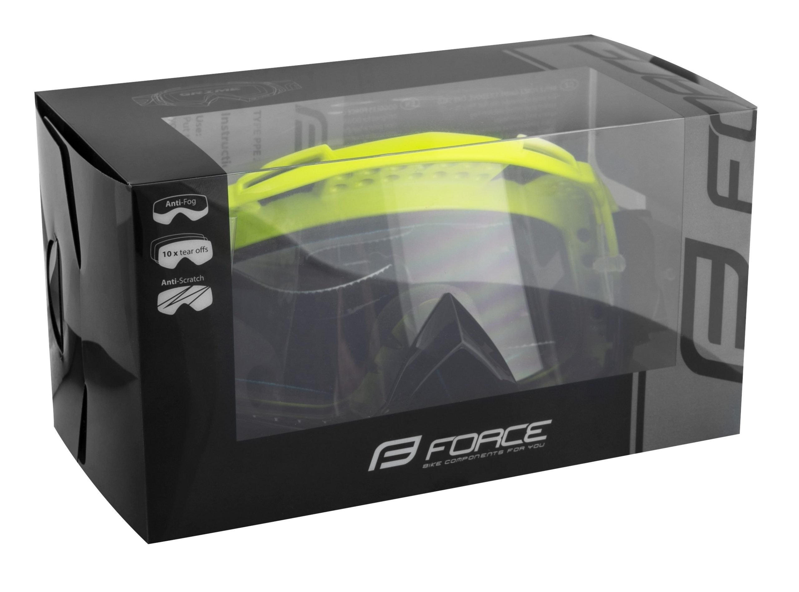 Ochelari Force GRIME negru-fluo lentile transparente + 10 tear offs