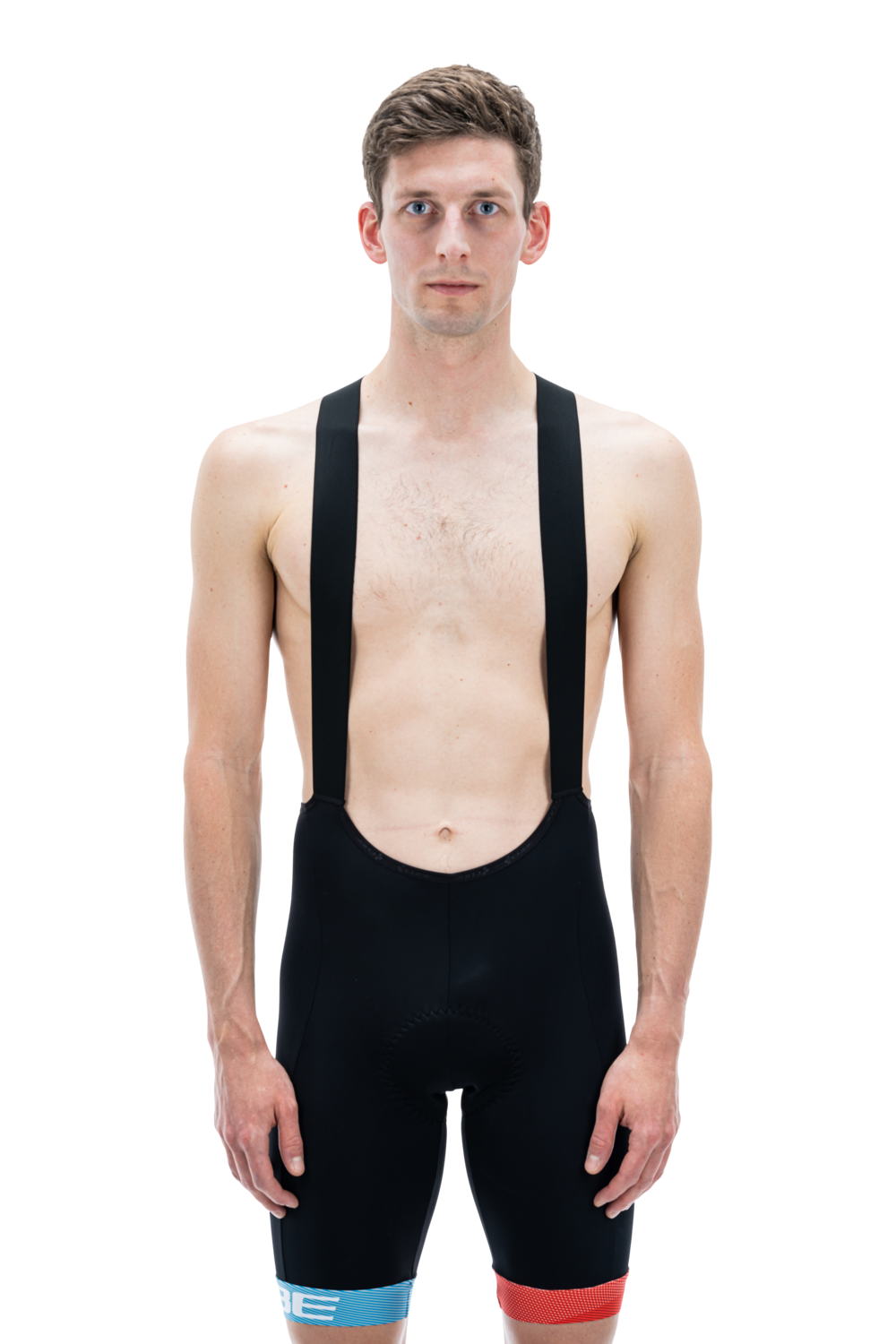 Pantaloni Ciclism CUBE Teamline Bib Shorts Black Blue Red