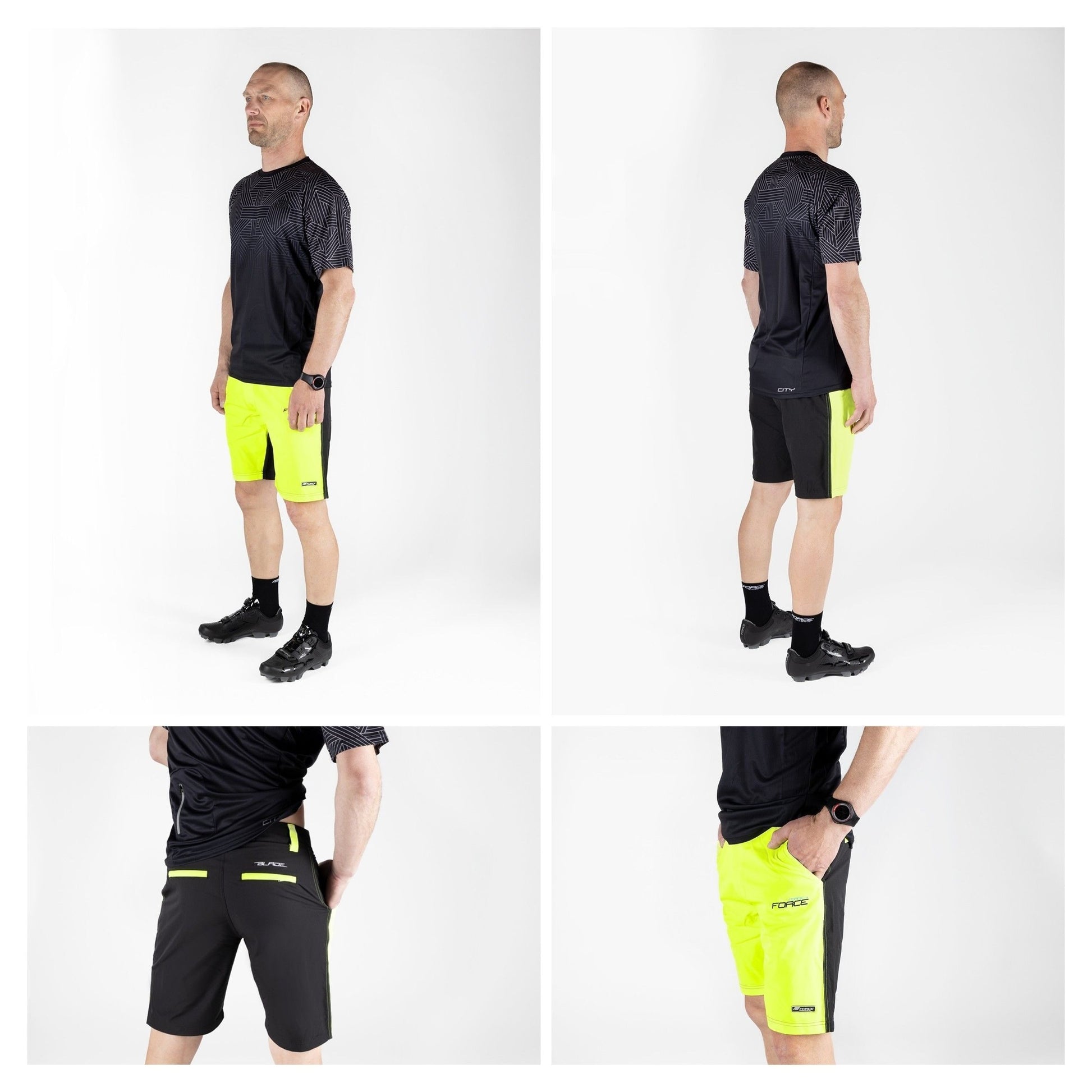 pantaloni force blade mtb cu sub pantaloni cu bazon negru fluo s 4