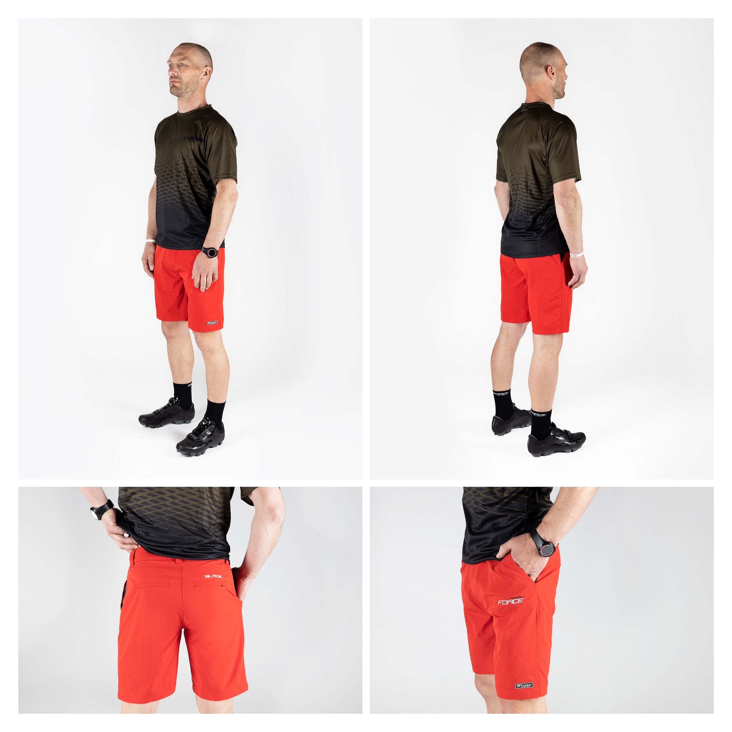 Pantaloni Force Blade MTB cu sub-pantaloni cu bazon rosu S