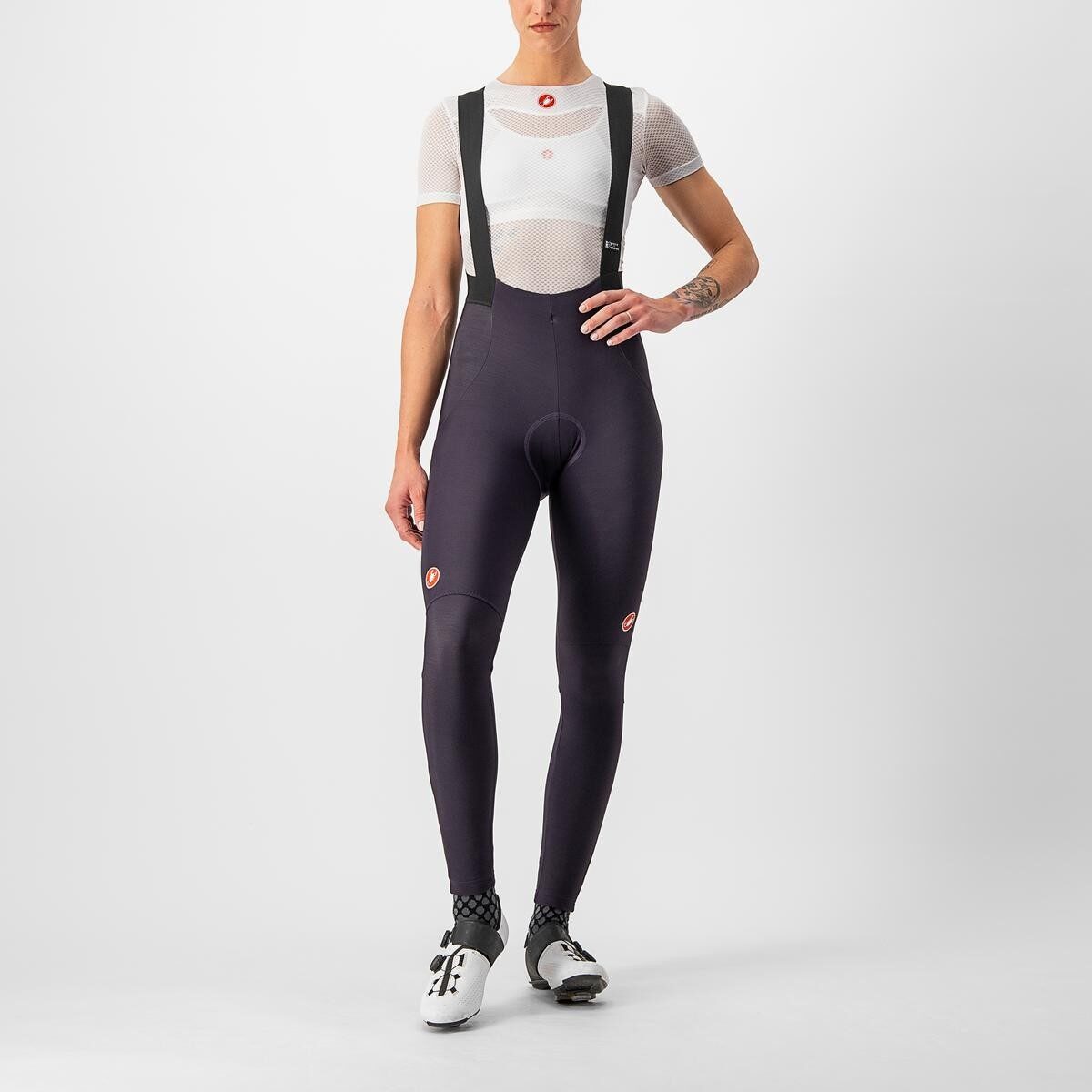 pantaloni lungi cu bretele castelli sorpasso ros w de dama mov argintiu m