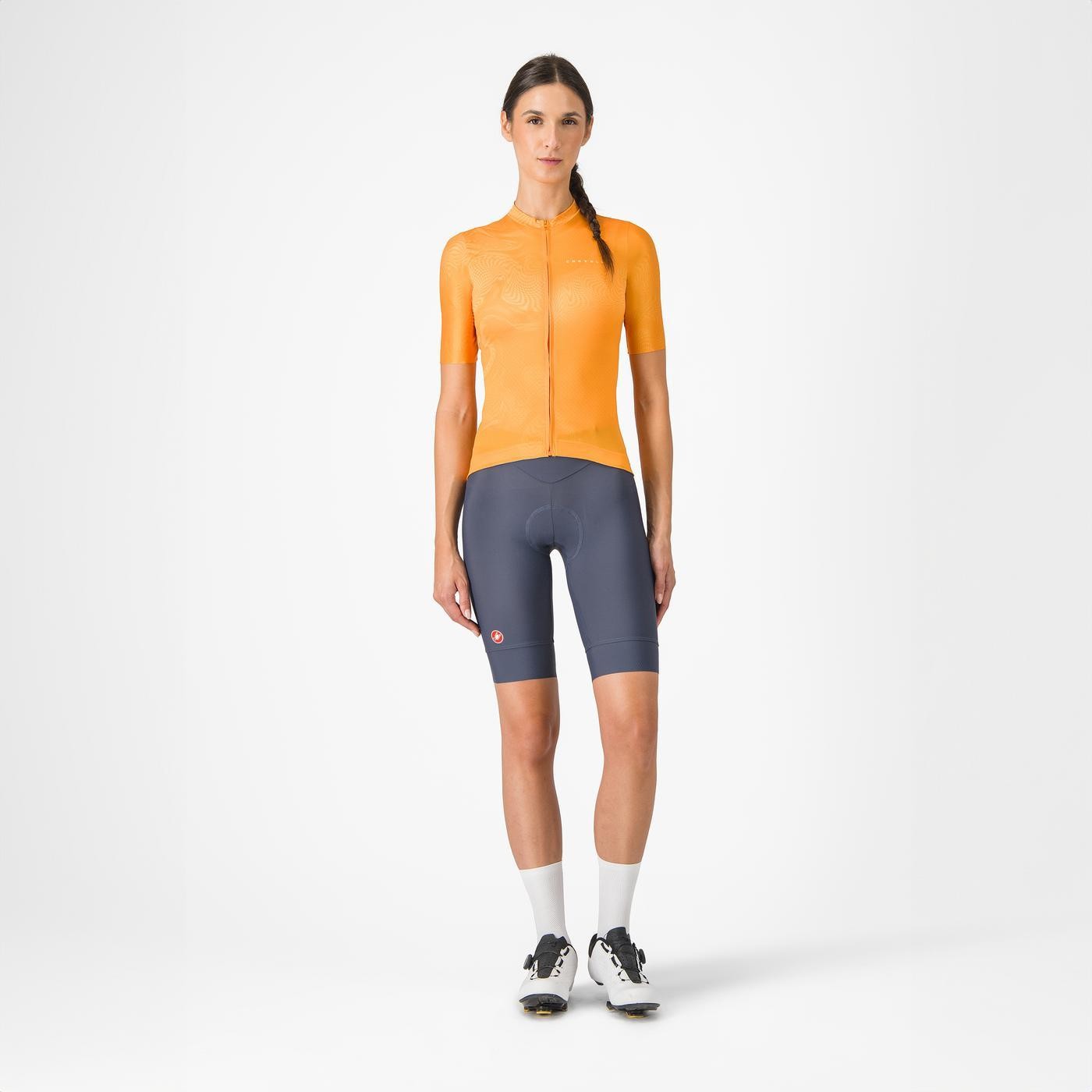 Pantaloni scurti Castelli Prima 2, pentru femei, albastru amurg/rosu hibiscus, XS