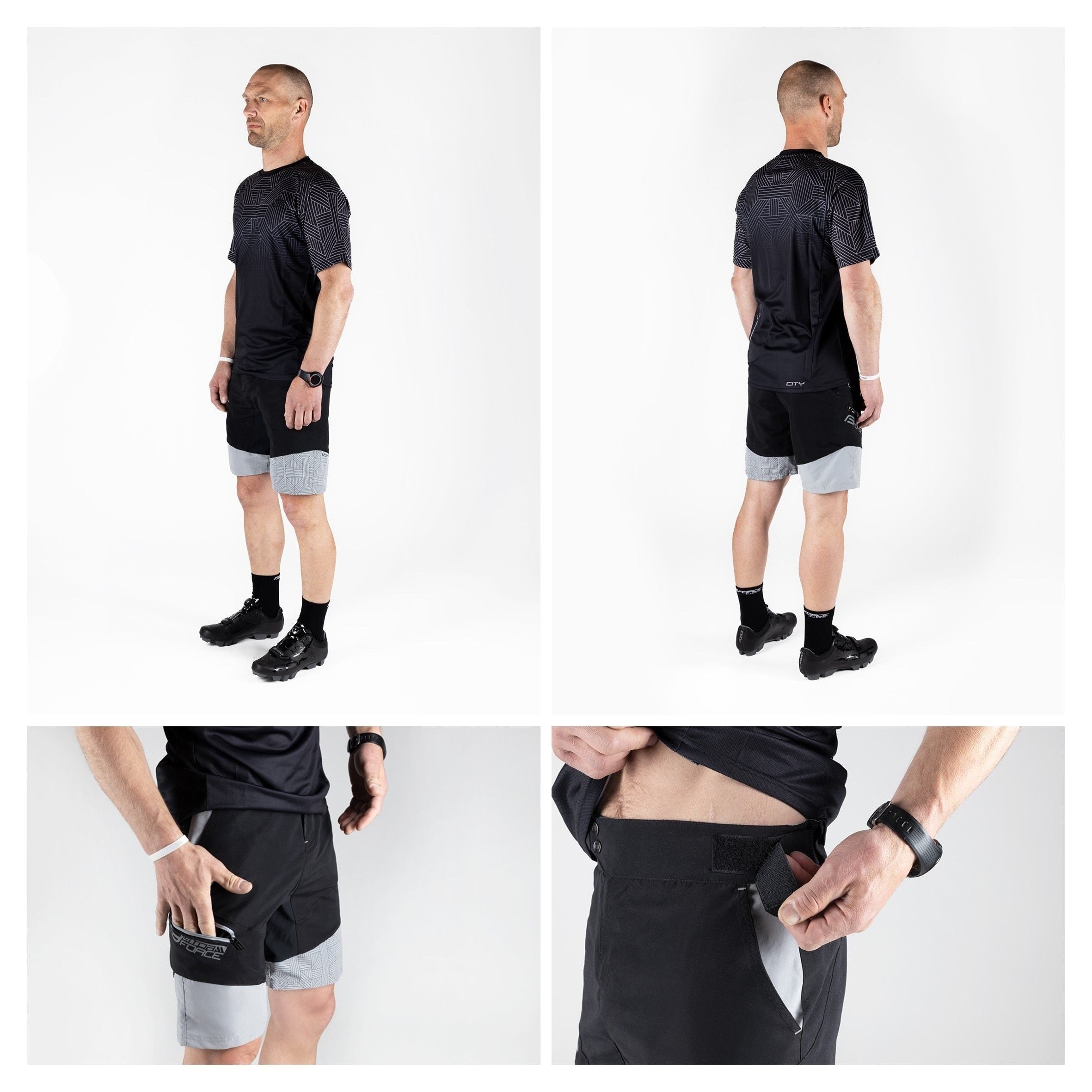 pantaloni scurti cu bazon force storm negru gri negru gri xl 5