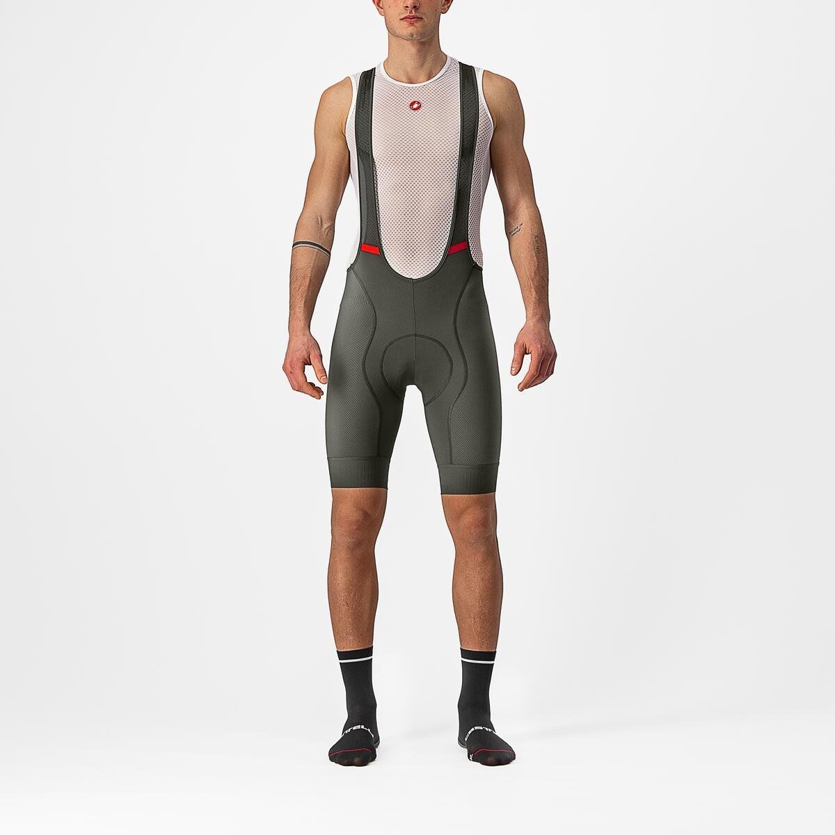 pantaloni scurti cu bretele castelli competizione kaki l 1