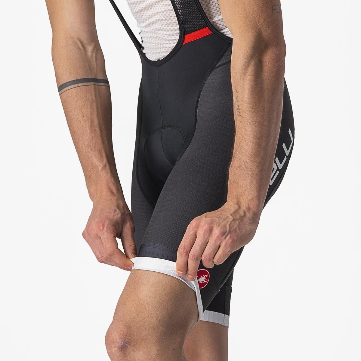 pantaloni scurti cu bretele castelli competizione kit negru gri l 2