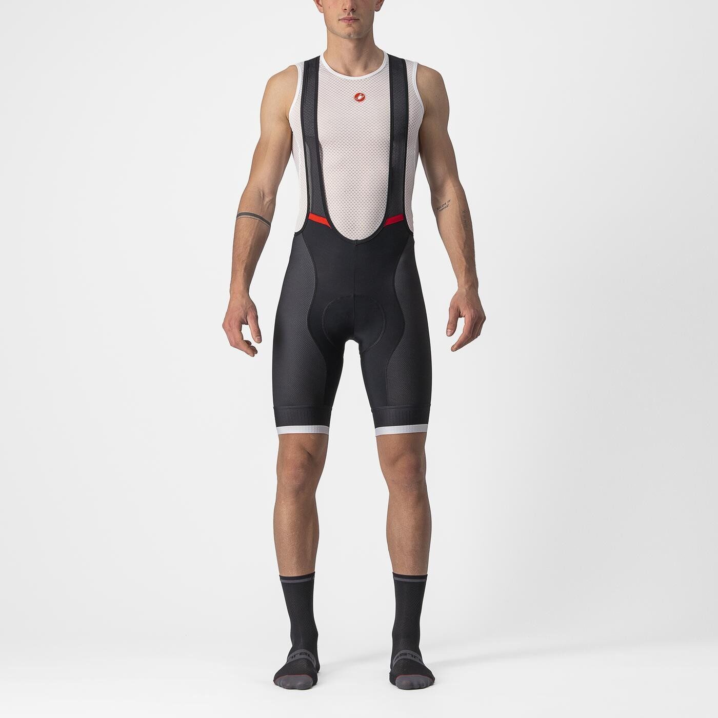 pantaloni scurti cu bretele castelli competizione kit negru gri xxl