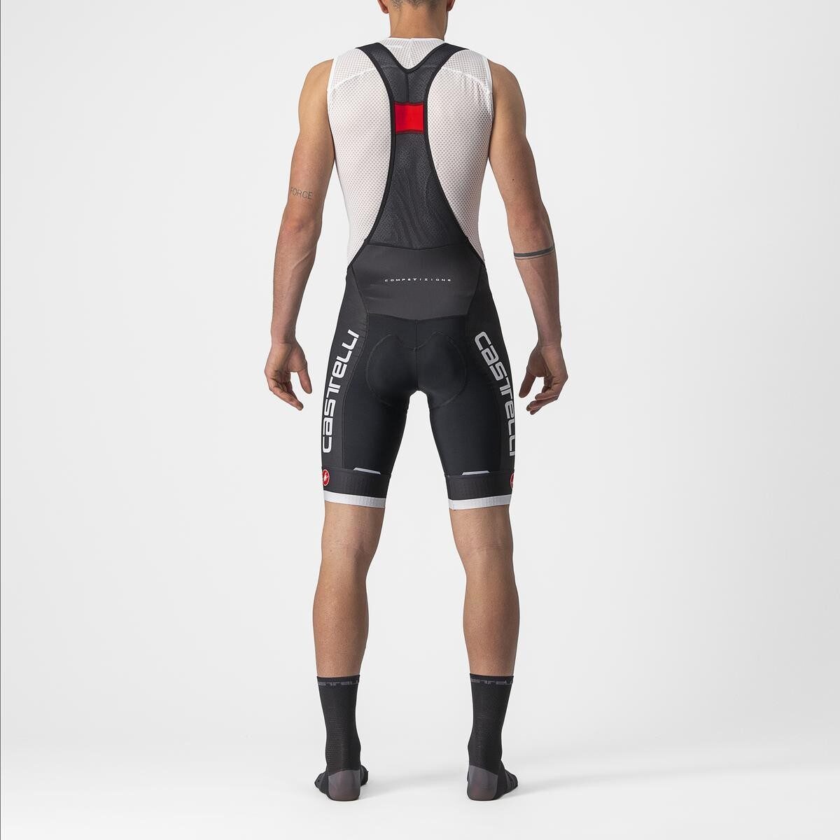 pantaloni scurti cu bretele castelli competizione kit negru gri xxxl 1