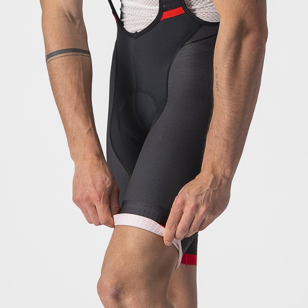 pantaloni scurti cu bretele castelli competizione kit negru rosu s 2
