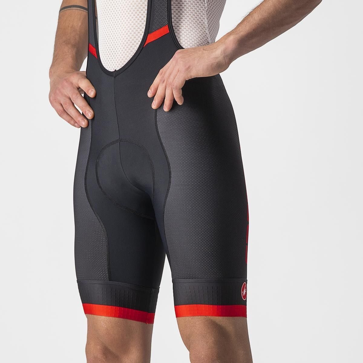 pantaloni scurti cu bretele castelli competizione kit negru rosu s 3