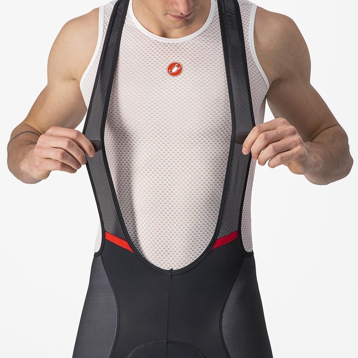 pantaloni scurti cu bretele castelli competizione kit negru rosu s 5