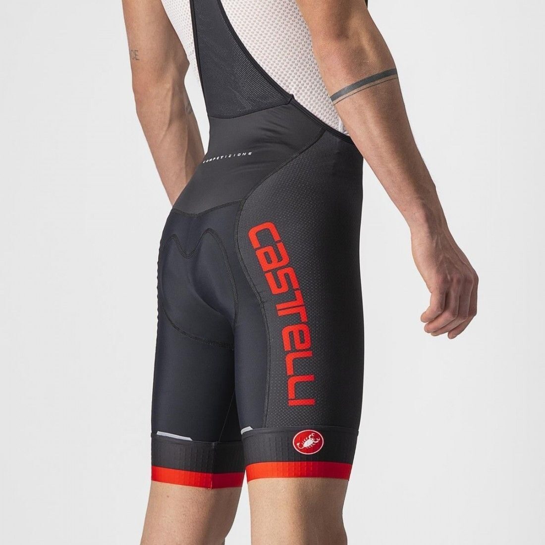 pantaloni scurti cu bretele castelli competizione kit negru rosu xxxl 3