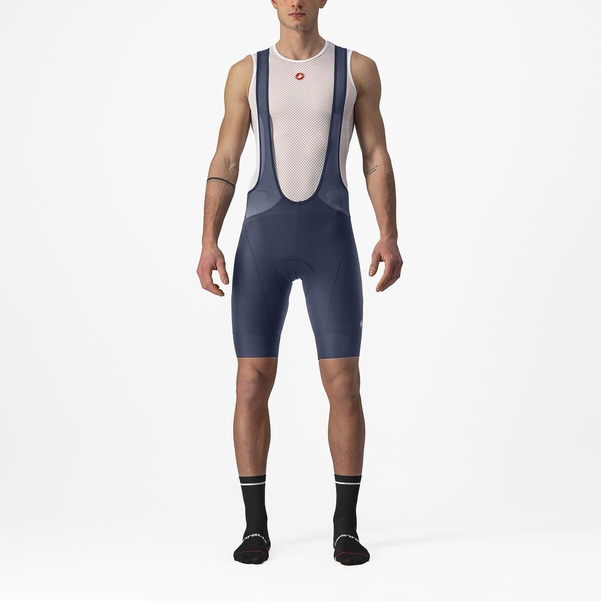 pantaloni scurti cu bretele castelli endurance 3 indigo l