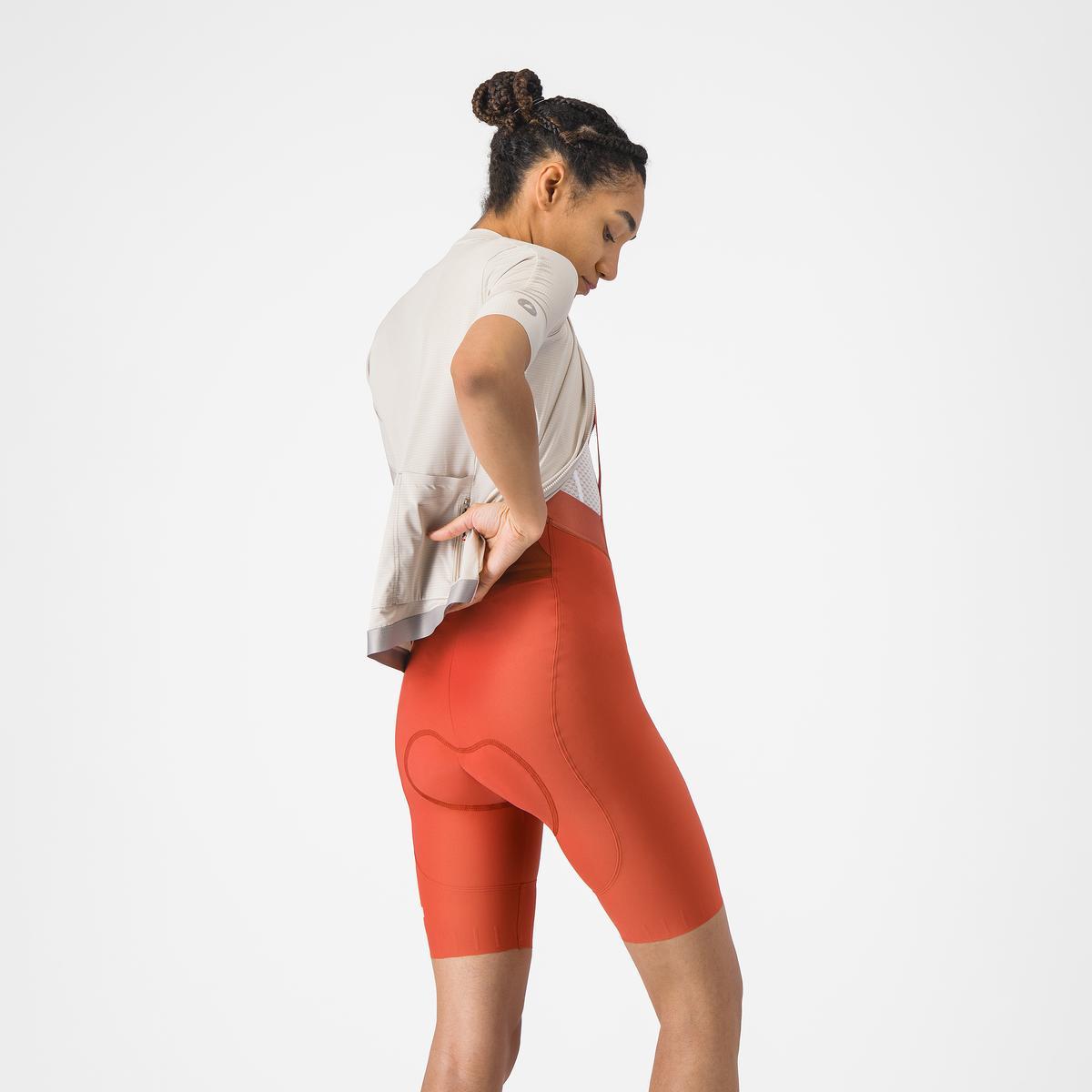 Pantaloni scurti cu bretele Castelli Espresso 2 W DT, pentru femei, paprika XS