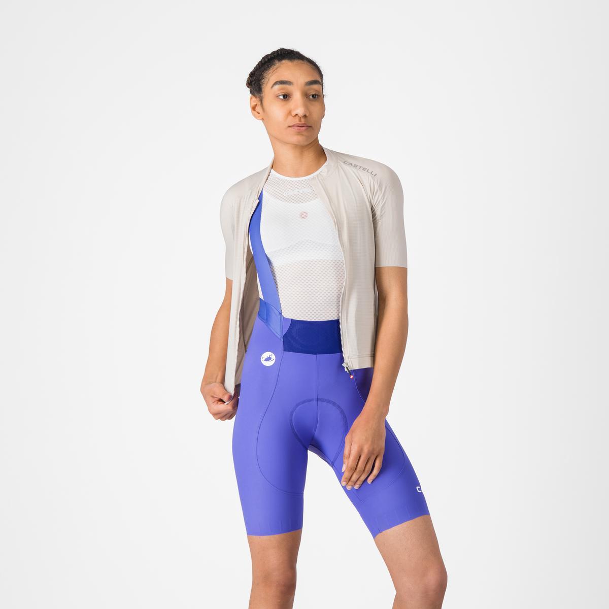 Pantaloni scurti cu bretele Castelli Espresso 2 W DT, pentru femei, violet S