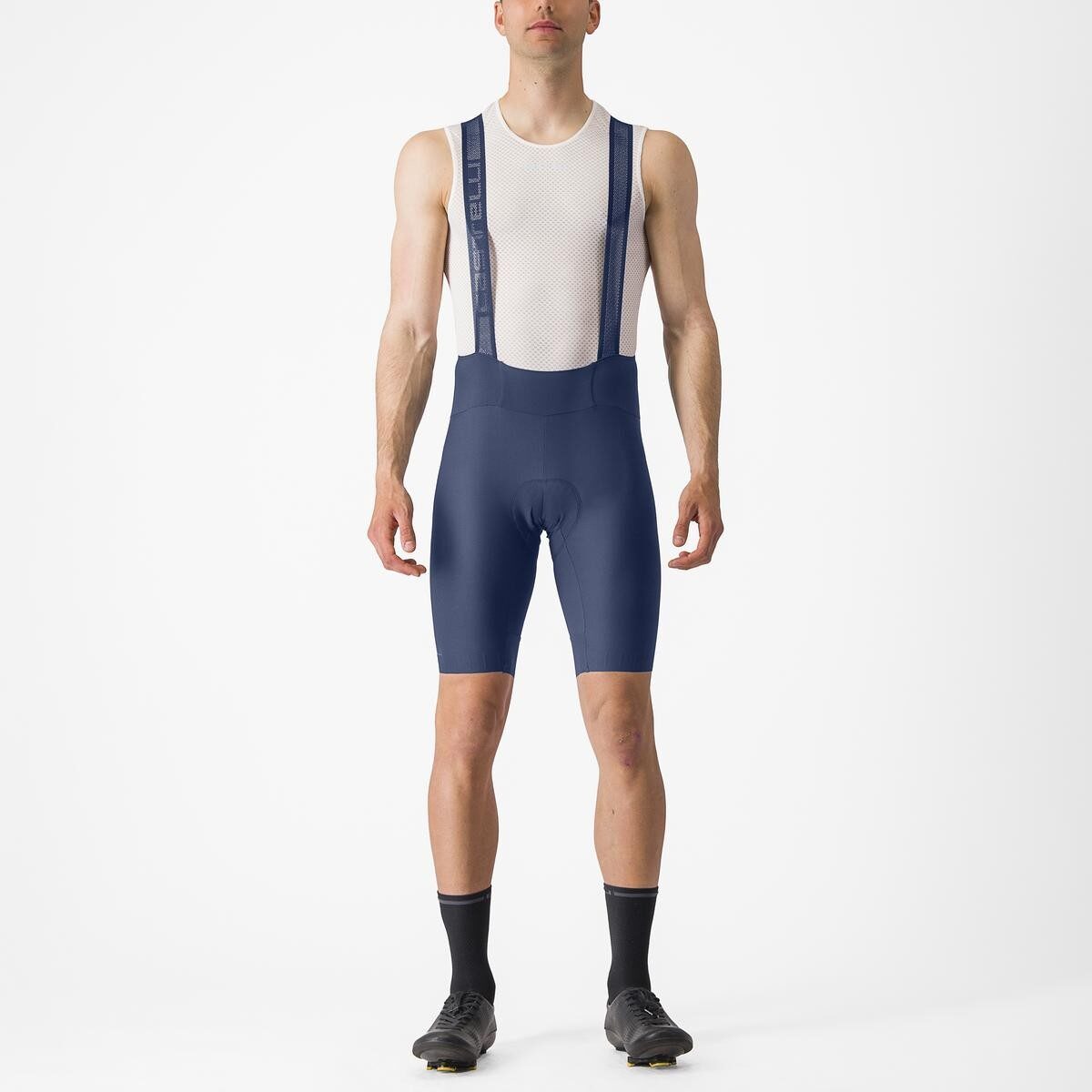pantaloni scurti cu bretele castelli espresso indigo xl