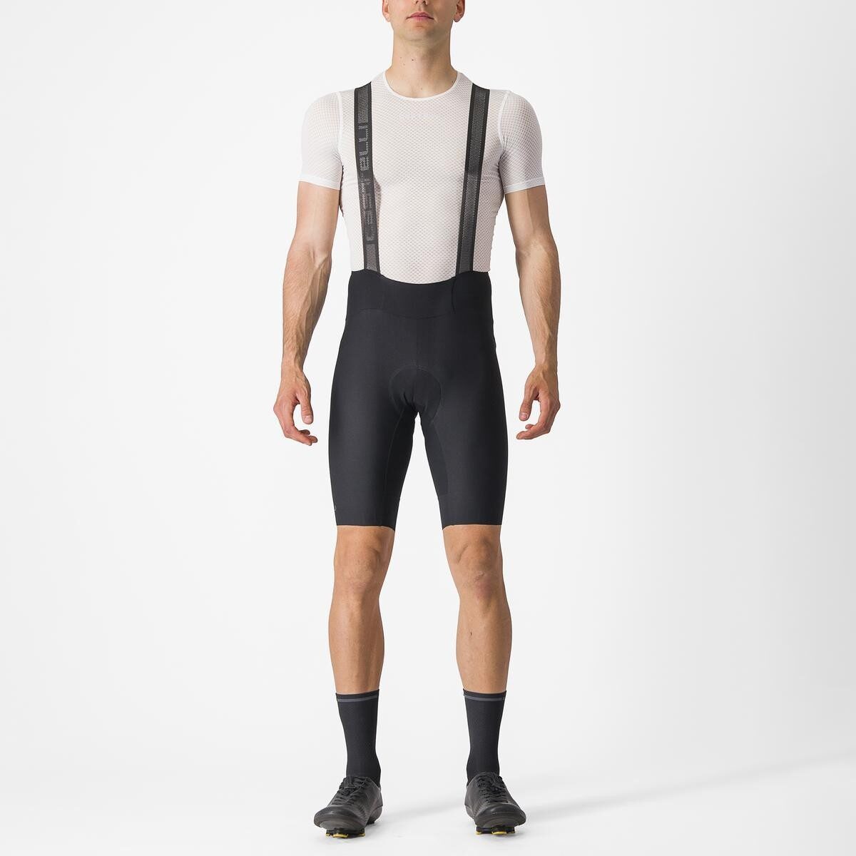 pantaloni scurti cu bretele castelli espresso negru xxl