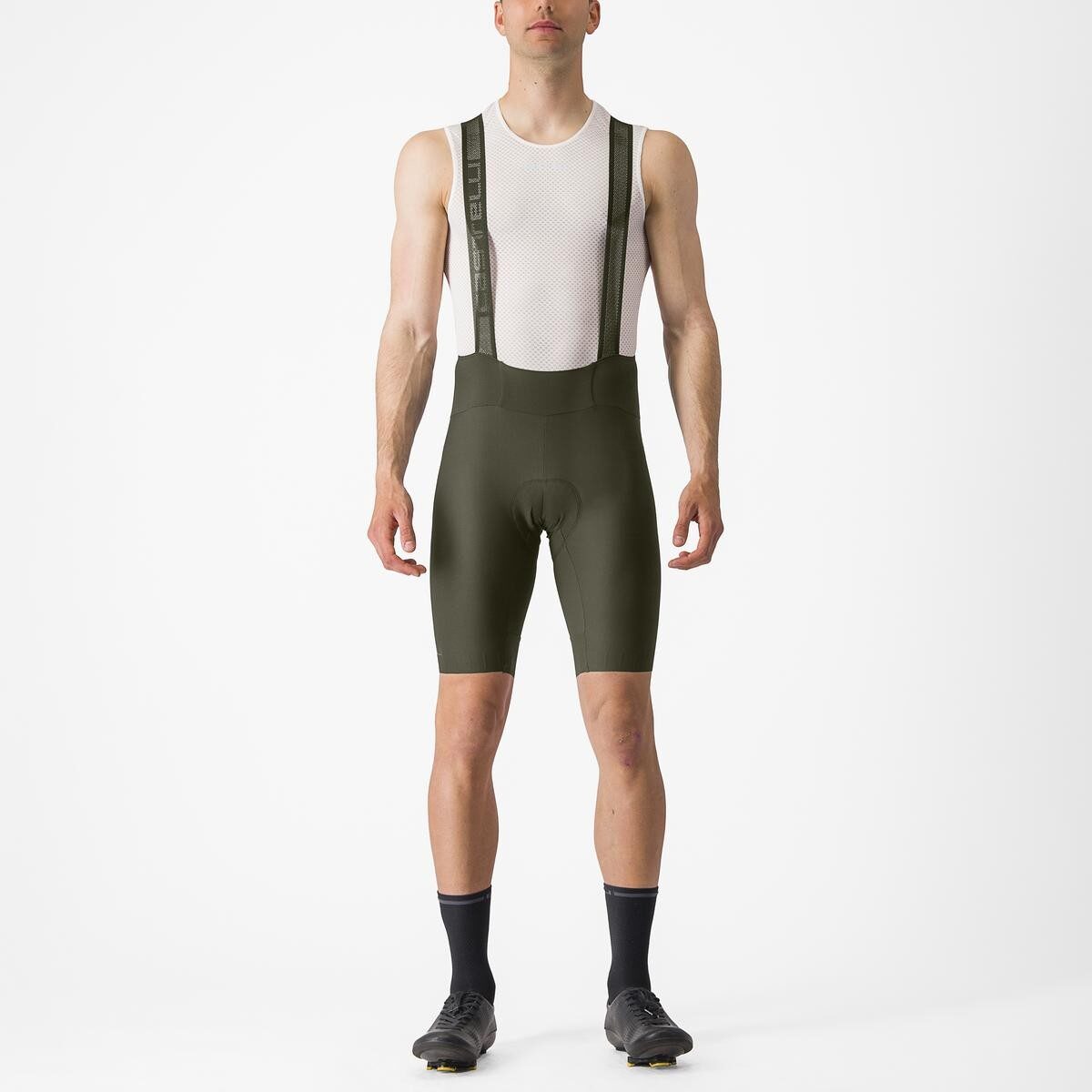 pantaloni scurti cu bretele castelli espresso verde inchis l