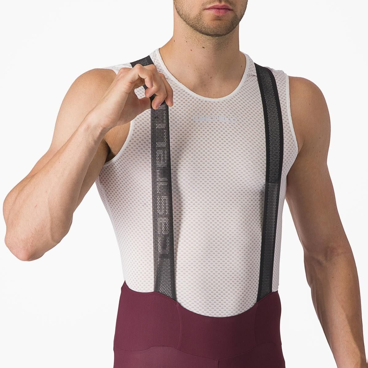 pantaloni scurti cu bretele castelli espresso visiniu m 4