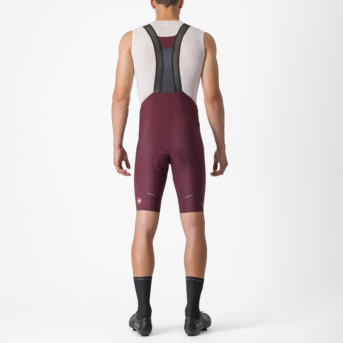 pantaloni scurti cu bretele castelli espresso visiniu xl 1