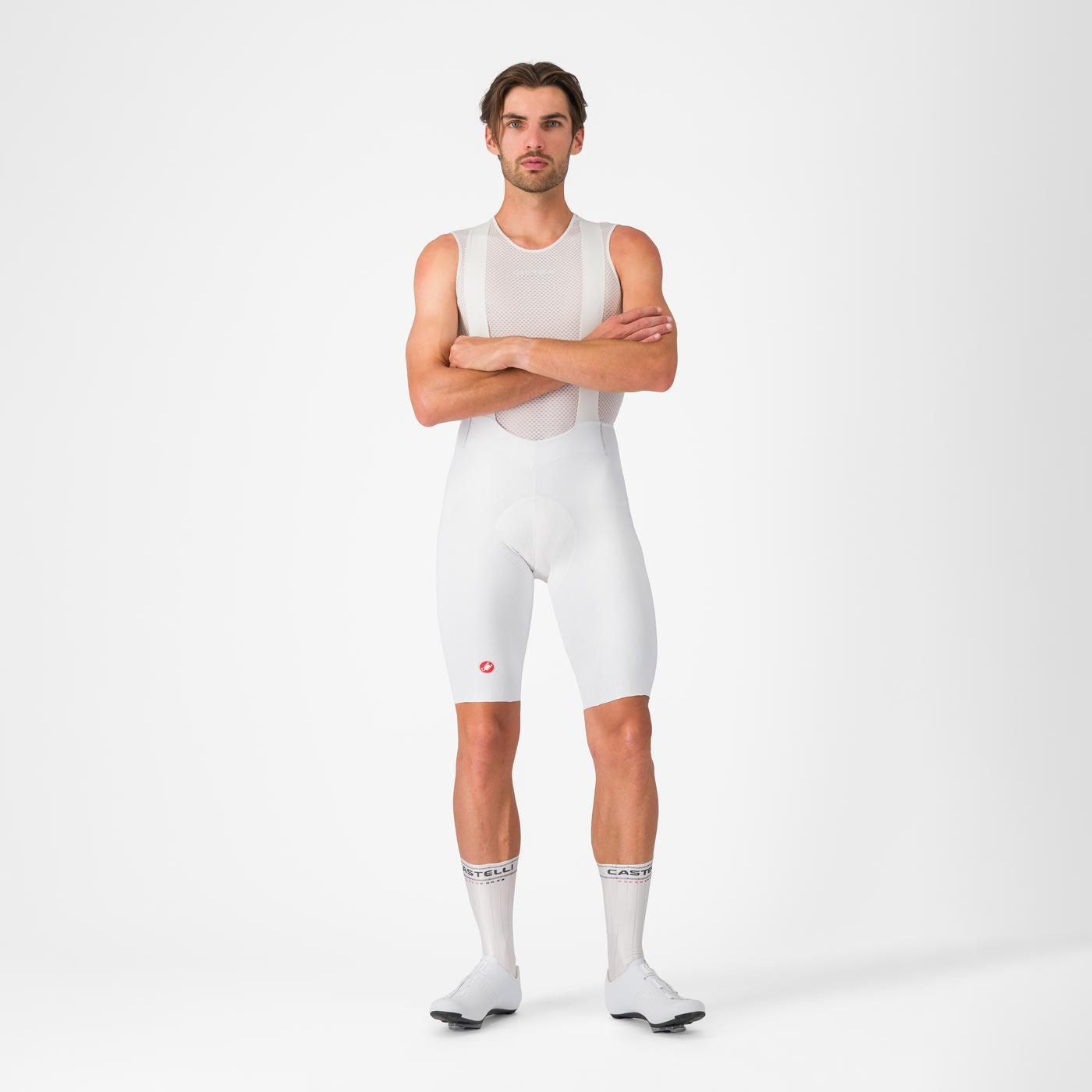 Pantaloni scurti cu bretele Castelli Free Aero Race S, pentru barbati, alb, S