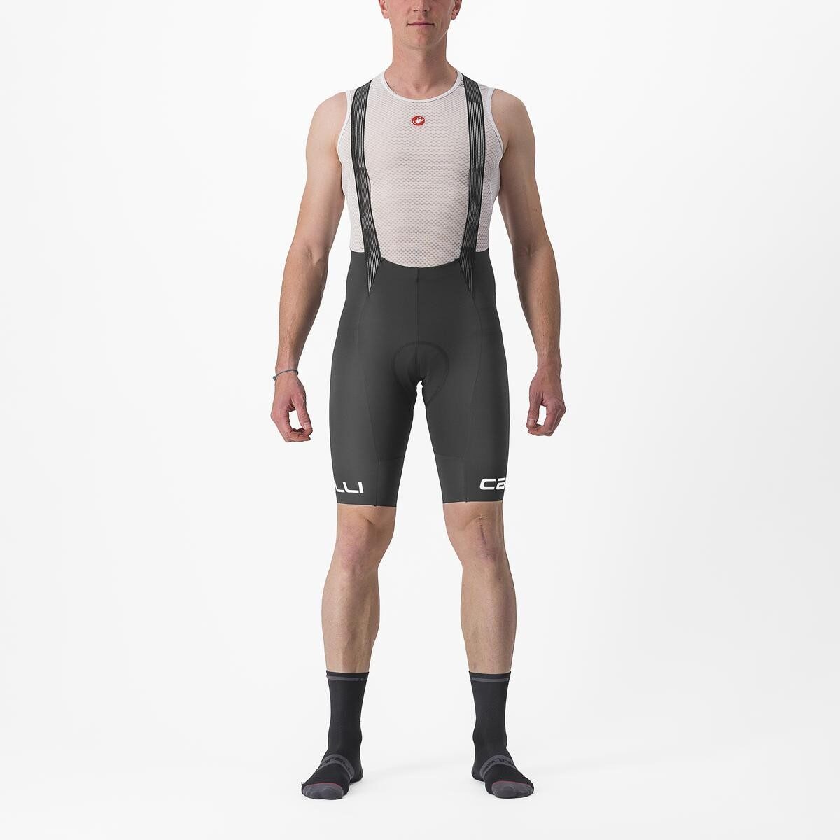 pantaloni scurti cu bretele castelli free aero rc classic negru alb xl