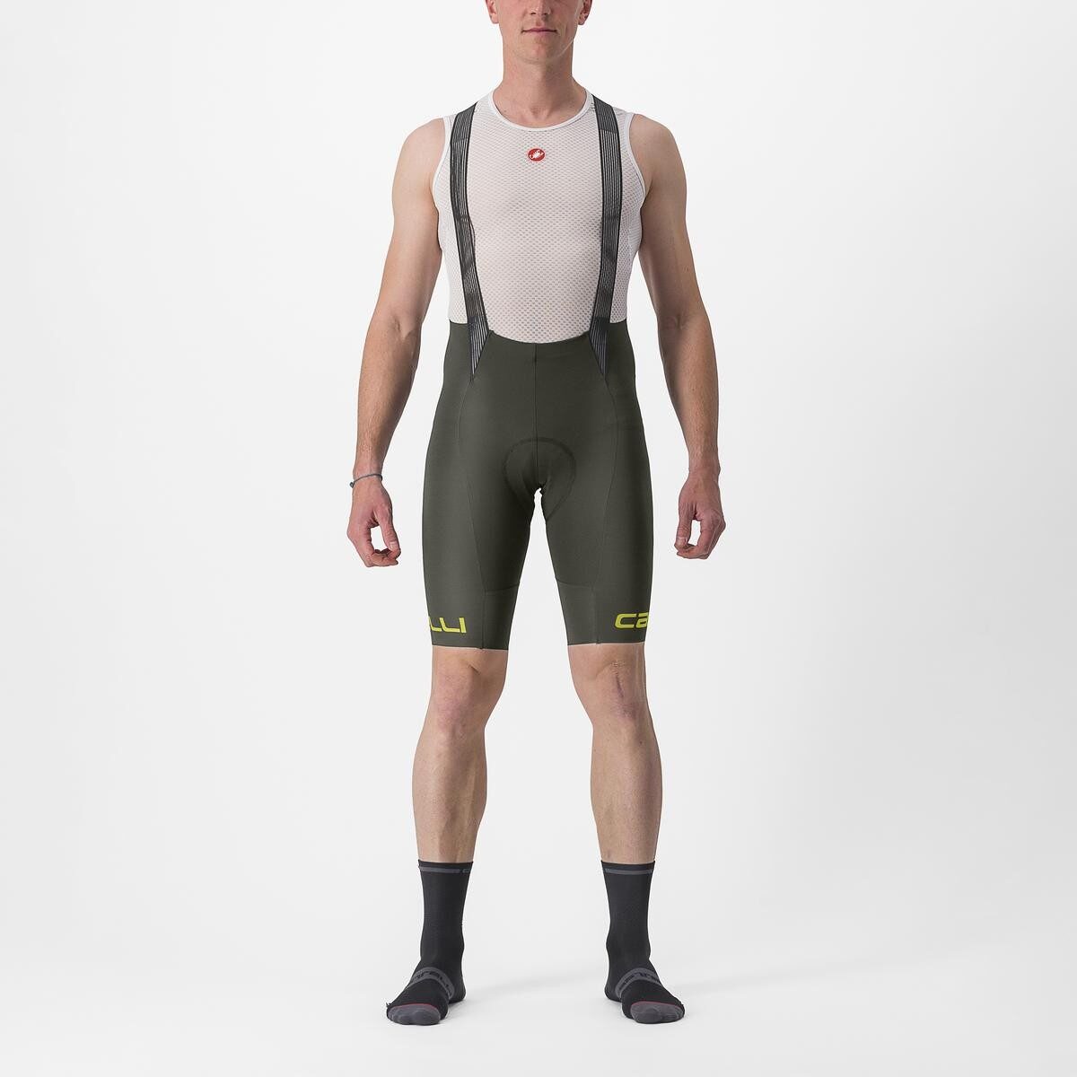 pantaloni scurti cu bretele castelli free aero rc classic verde inchis xxxl