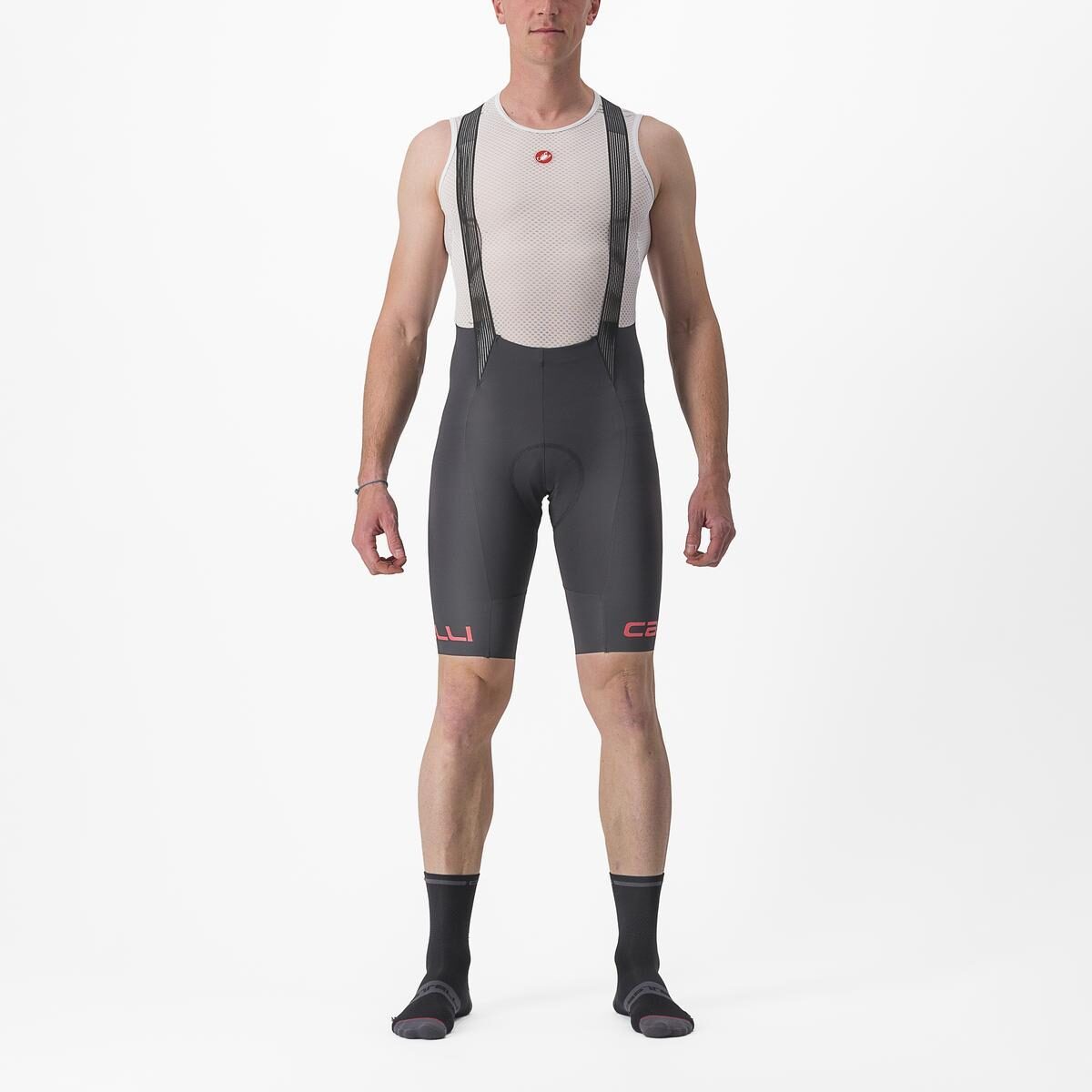 pantaloni scurti cu bretele castelli free aero rc classic visiniu gri l