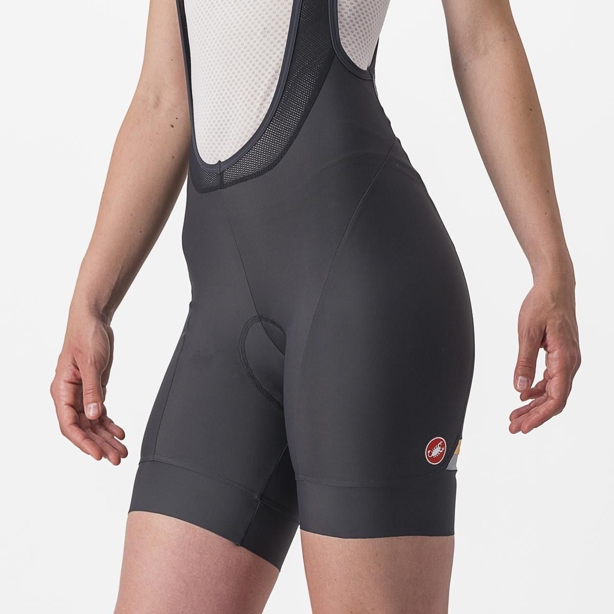 pantaloni scurti cu bretele castelli prima de dama antracit portocaliu m 3