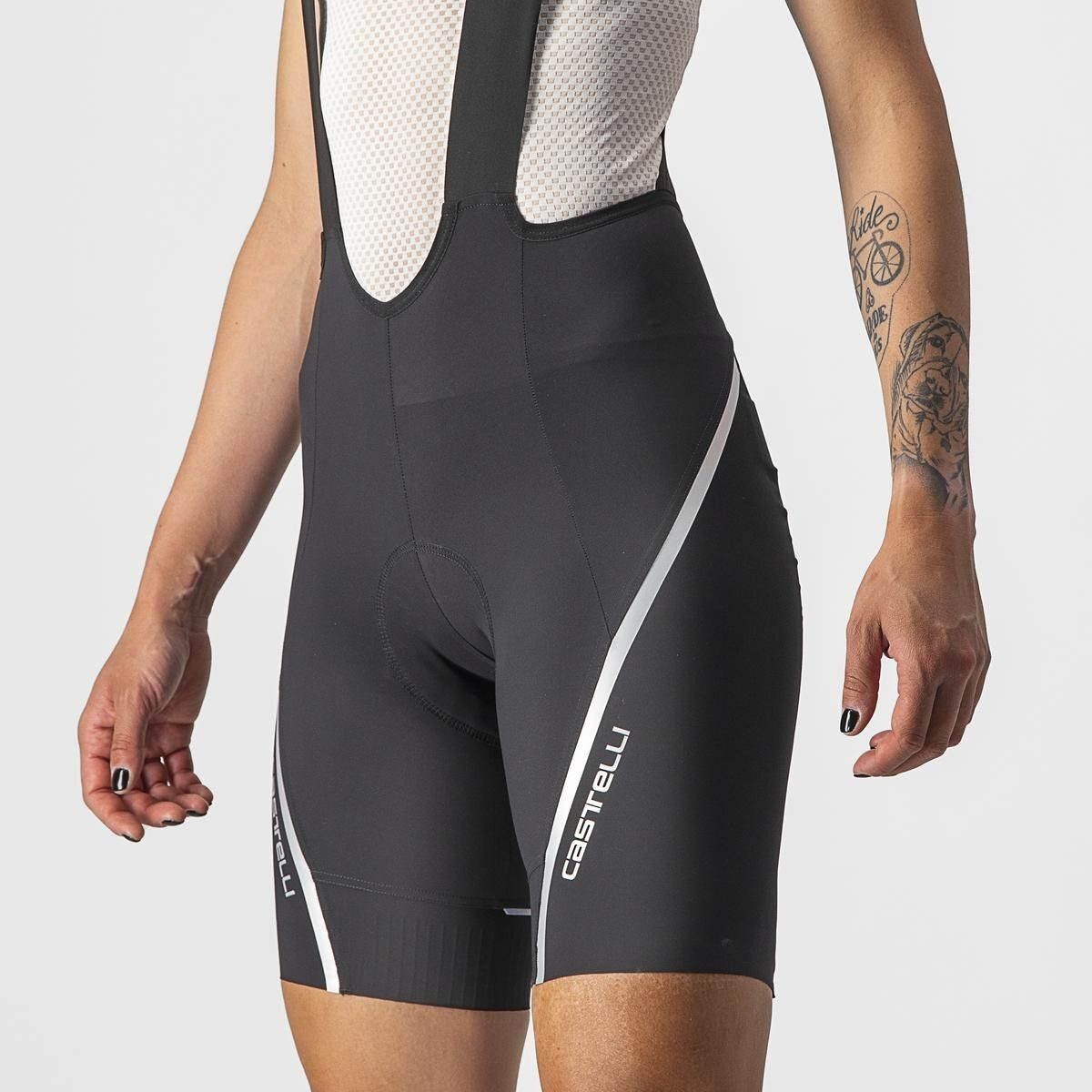 pantaloni scurti cu bretele castelli velocissima 3 de dama negru argintiu m 4