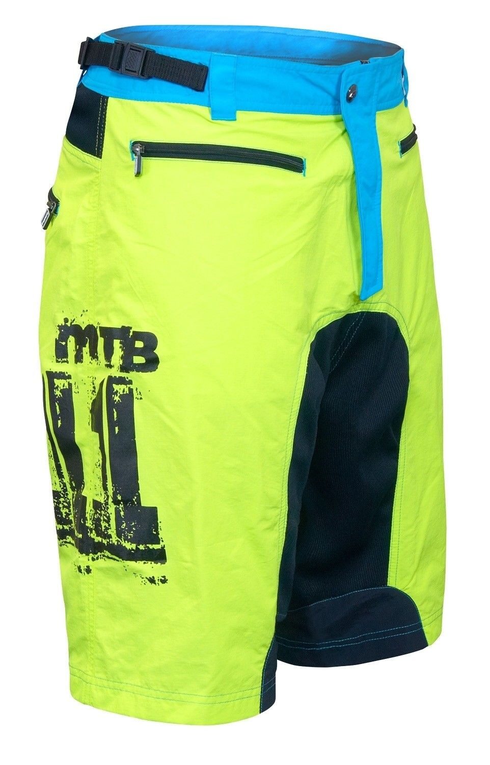 pantaloni scurti force mtb 11 bazon detasabil galben fluo bleu negru xs 2