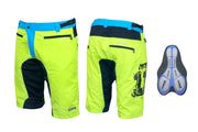pantaloni scurti force mtb 11 bazon detasabil galben fluo bleu negru xxxl