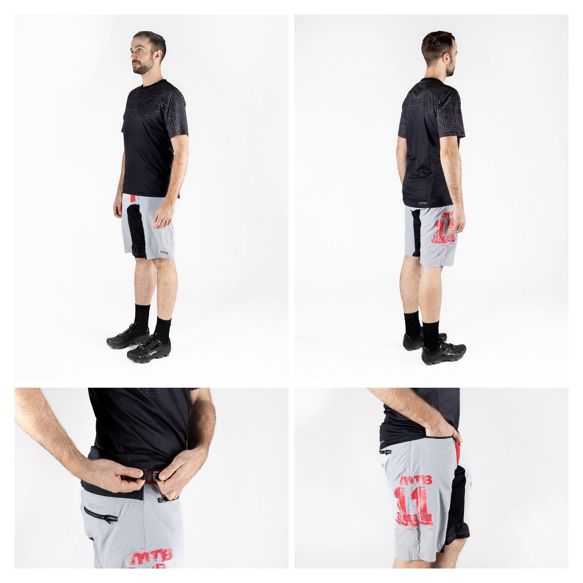 pantaloni scurti force mtb 11 bazon detasabil gri rosu negru l 5