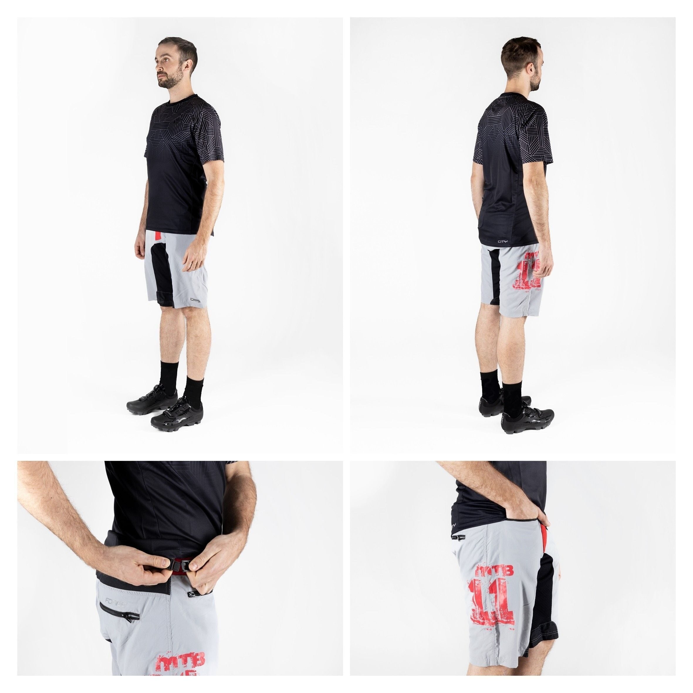 pantaloni scurti force mtb 11 bazon detasabil gri rosu negru xxl 5