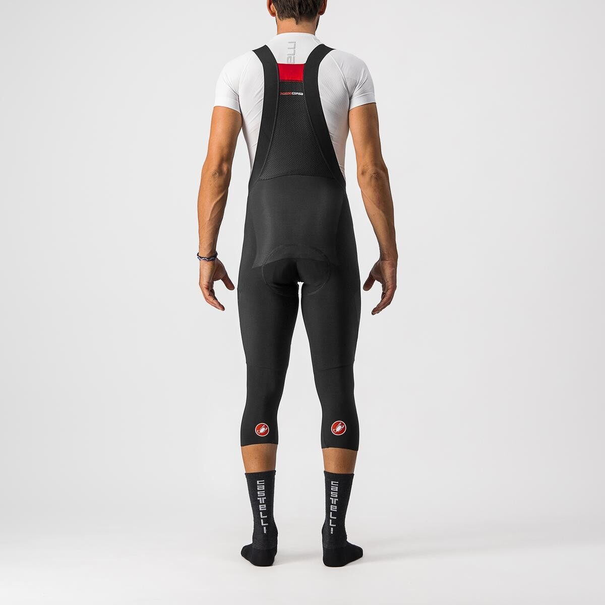 pantaloni trei sferturi cu bretele castelli sorpasso ros negru l 1