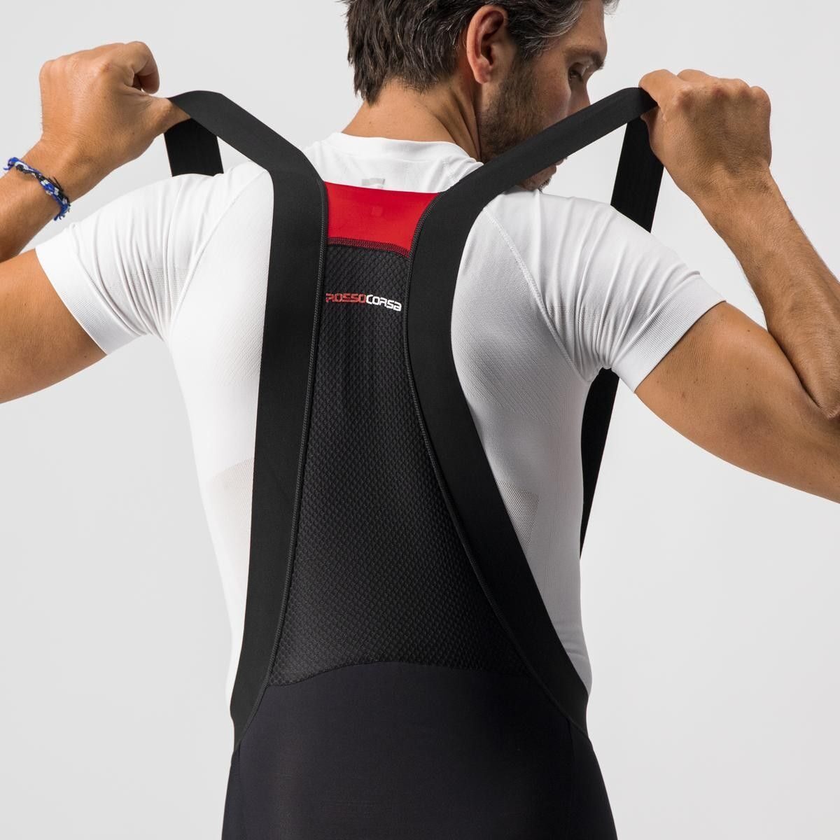 pantaloni trei sferturi cu bretele castelli sorpasso ros negru l 2