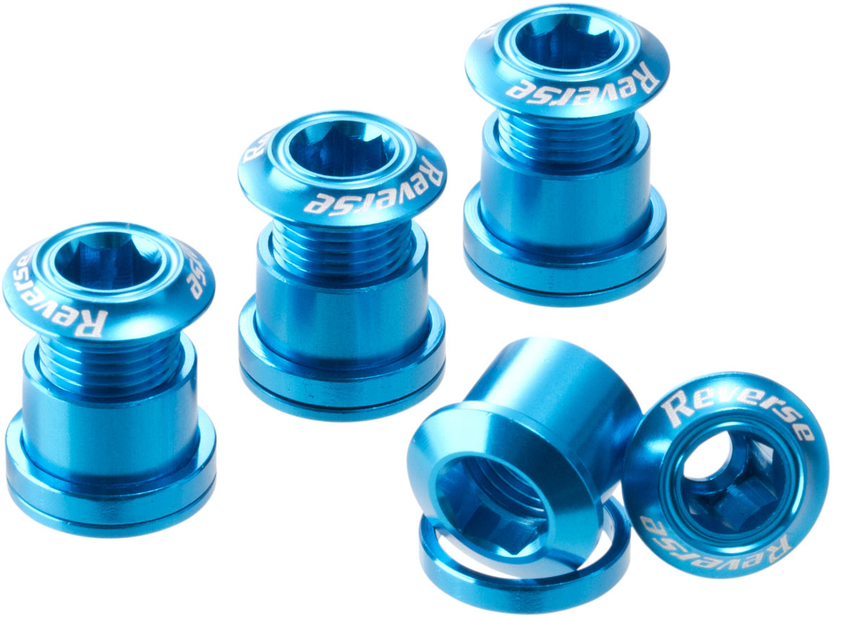 Set 4 suruburi angrenaj Reverse Chainring Bolt Albastru deschis