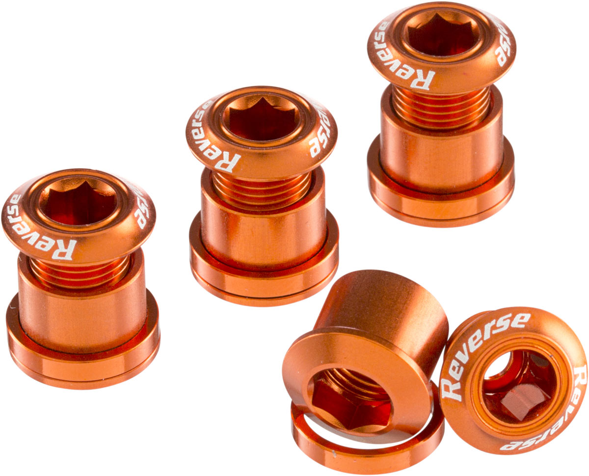 Set 4 suruburi angrenaj Reverse Chainring Bolt Portocalii