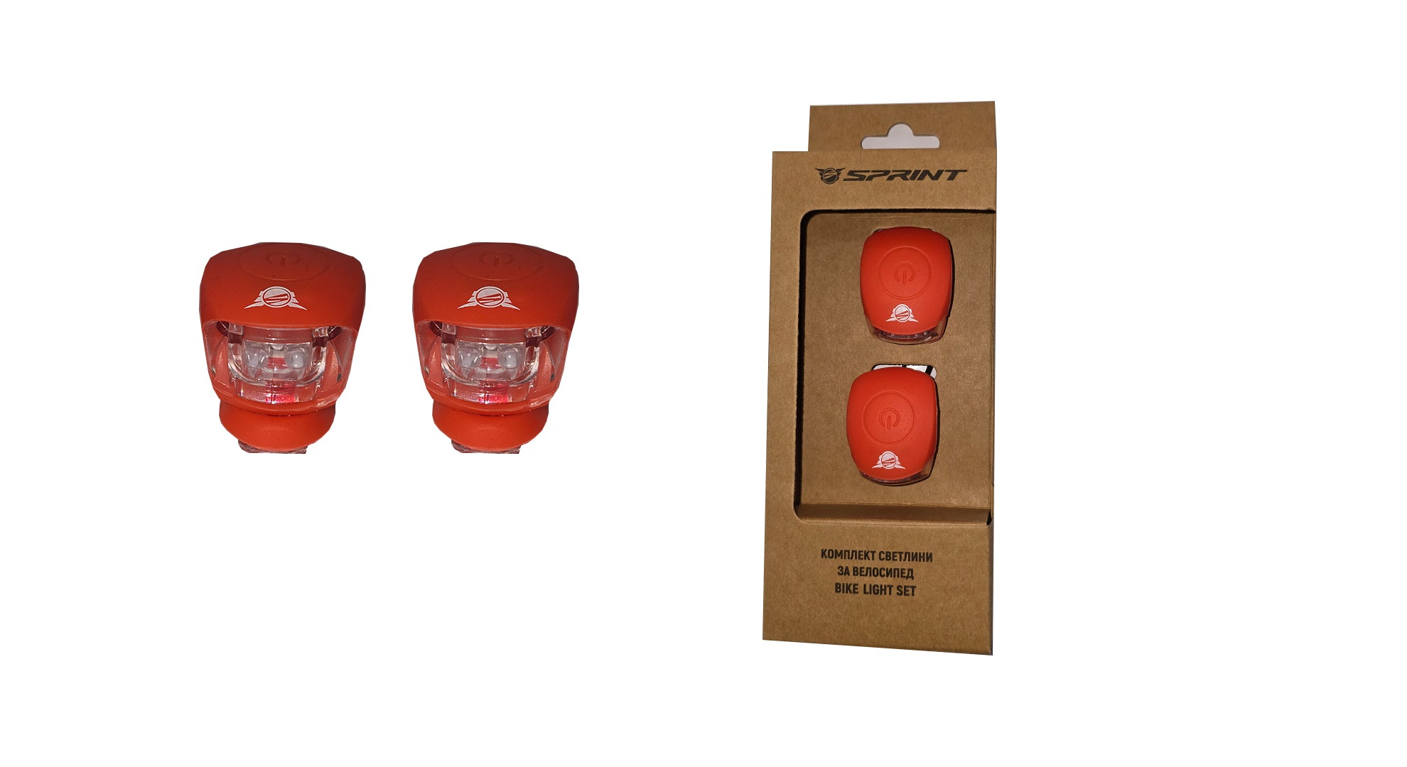 Set lumini fata/spate Sprint din silicon rosu